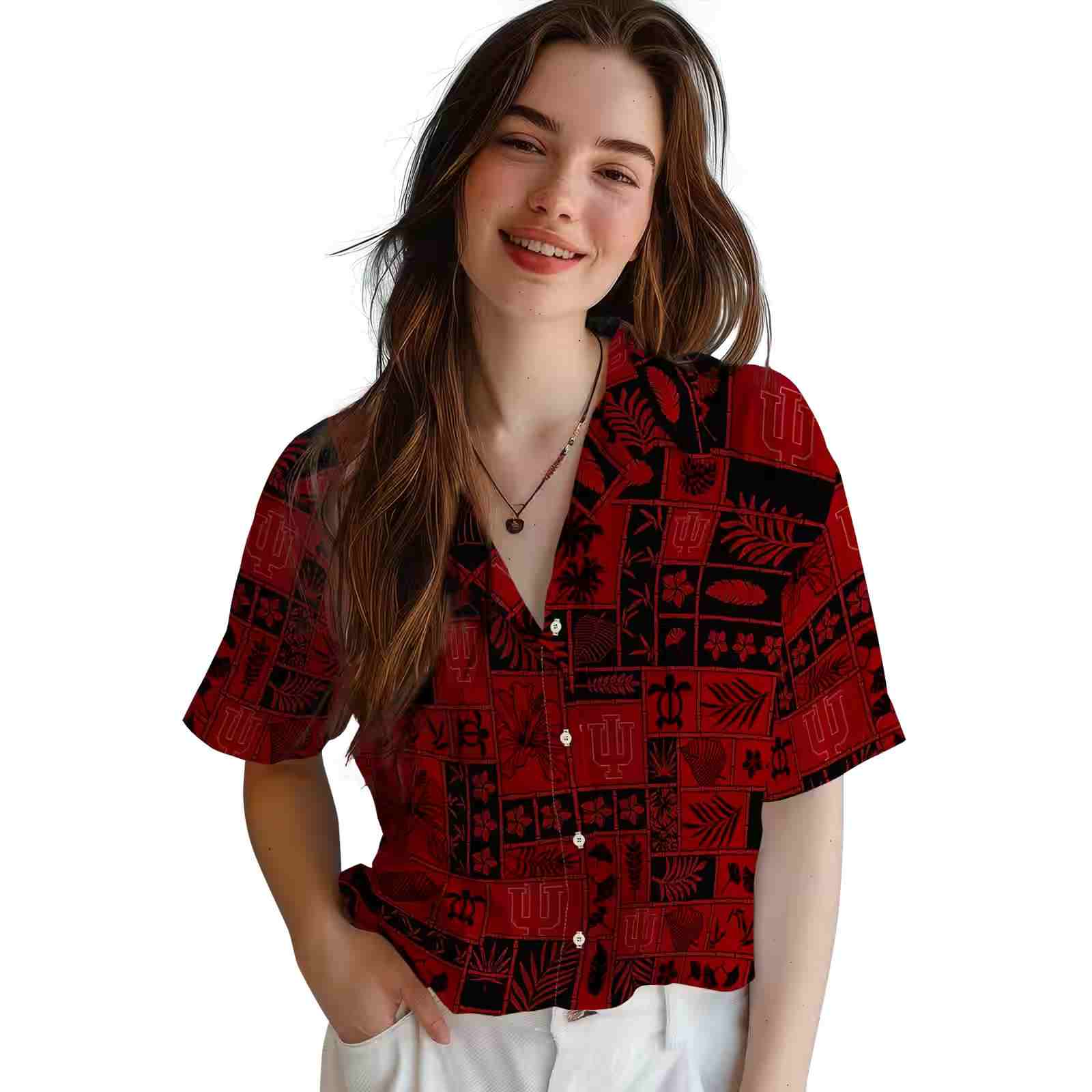 indiana hoosiers tropical patchwork red black hawaiian shirt latest model