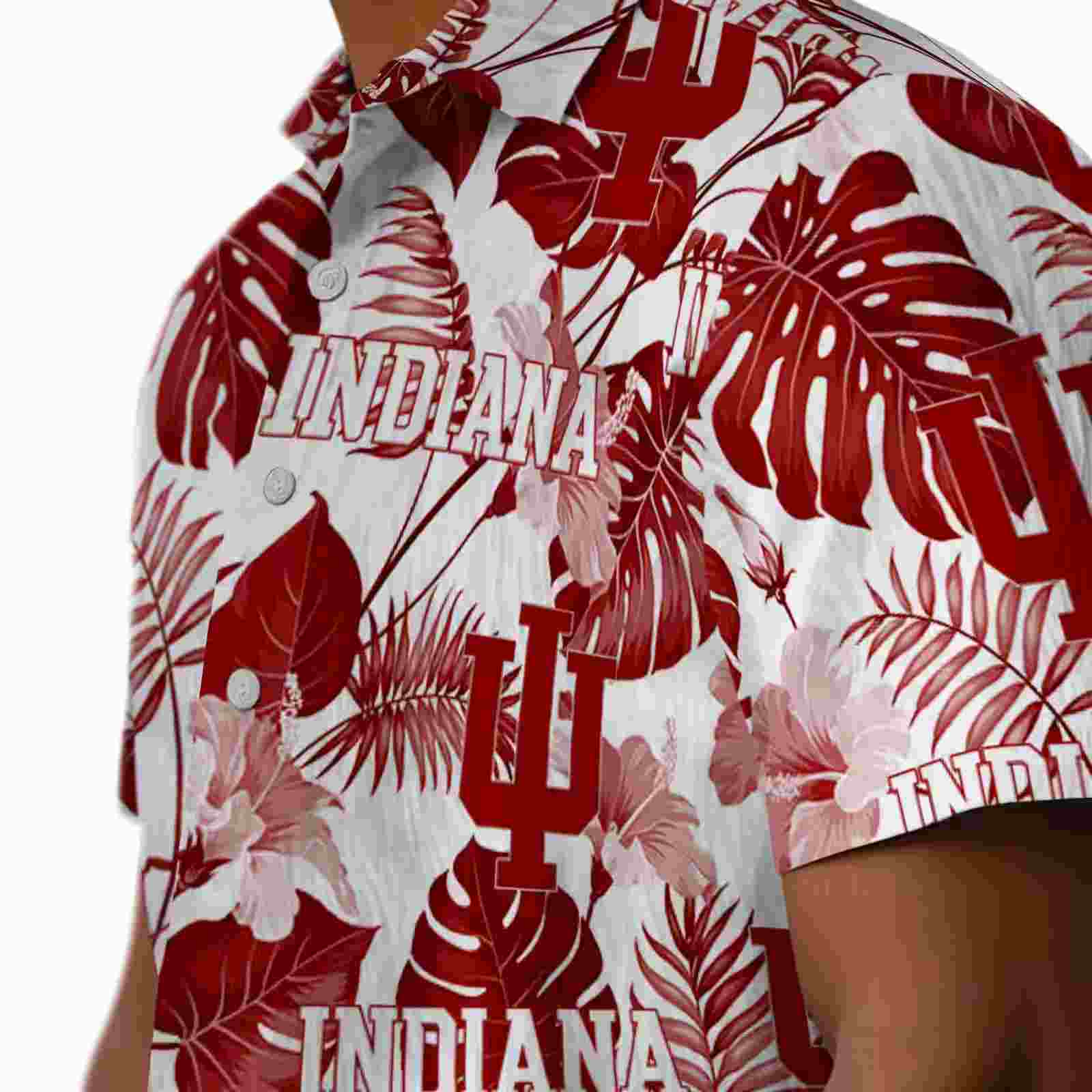 indiana hoosiers tropical plants red white hawaiian shirt trendy