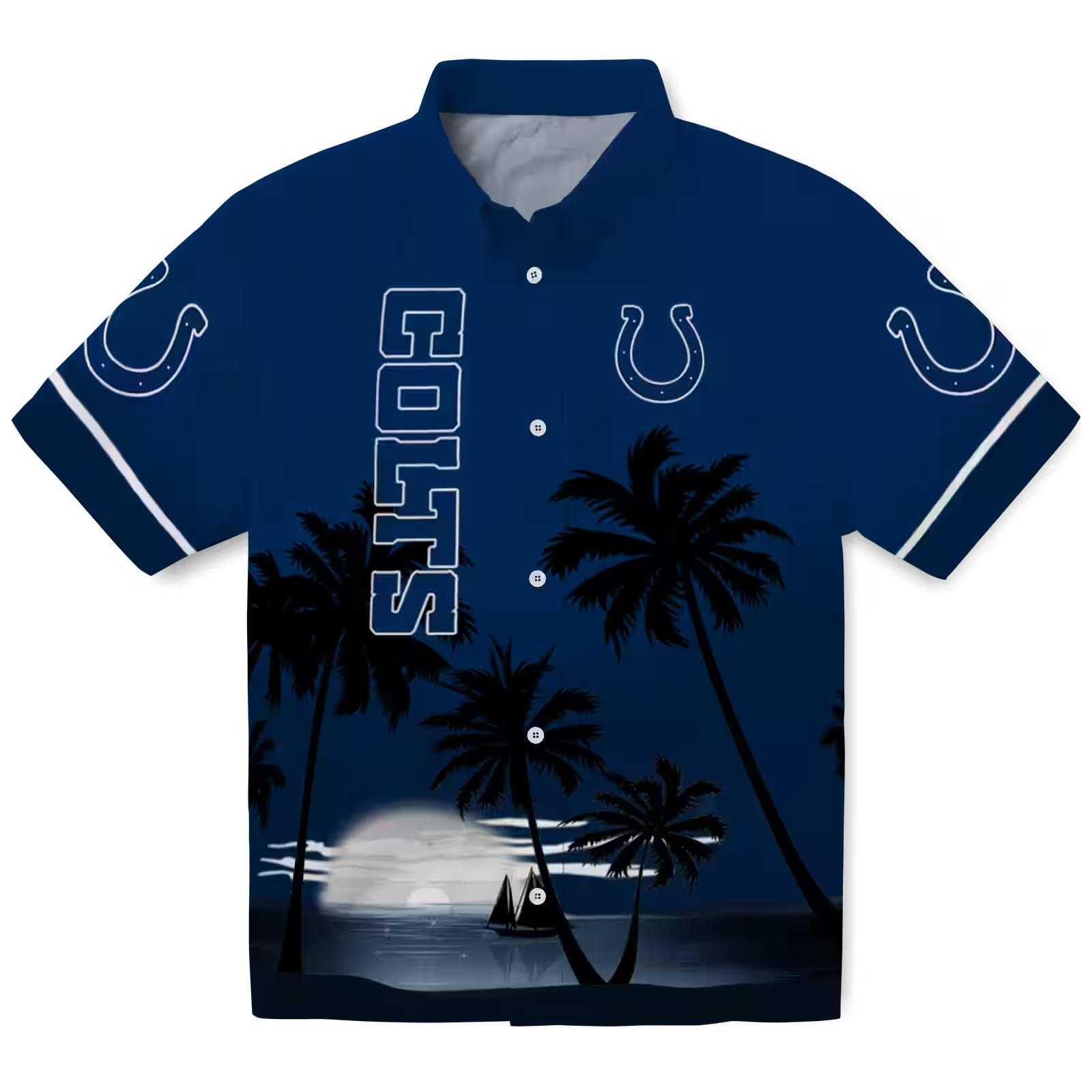 Indianapolis Colts Beach Sunset Blue Black Hawaiian Shirt