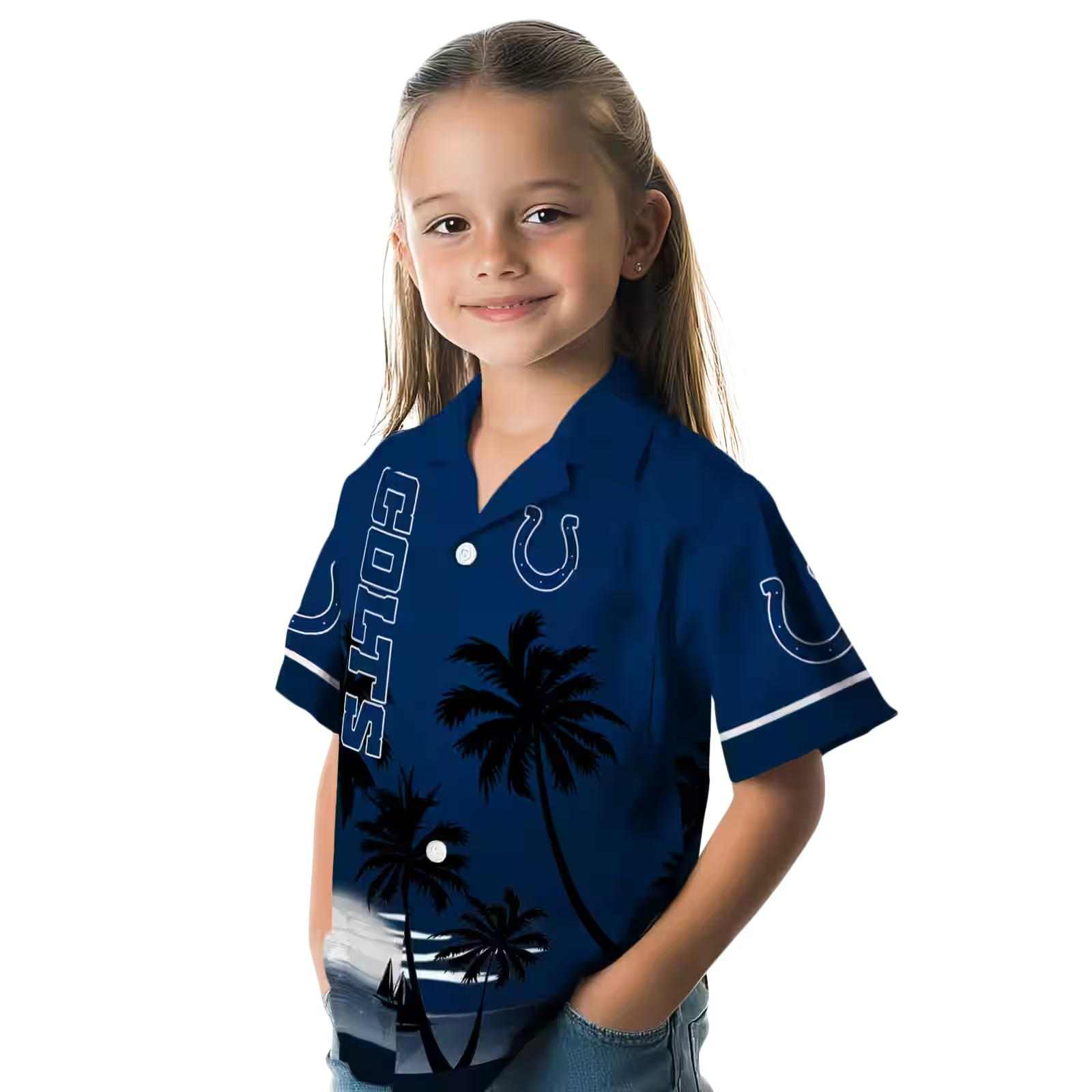 indianapolis colts beach sunset blue black hawaiian shirt premium grade