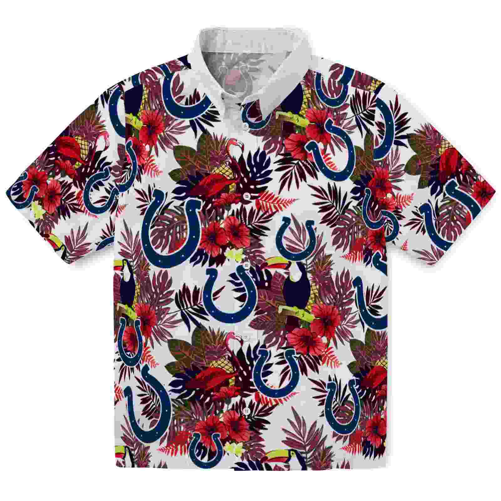 Indianapolis Colts Floral Toucan Blue Red Hawaiian Shirt