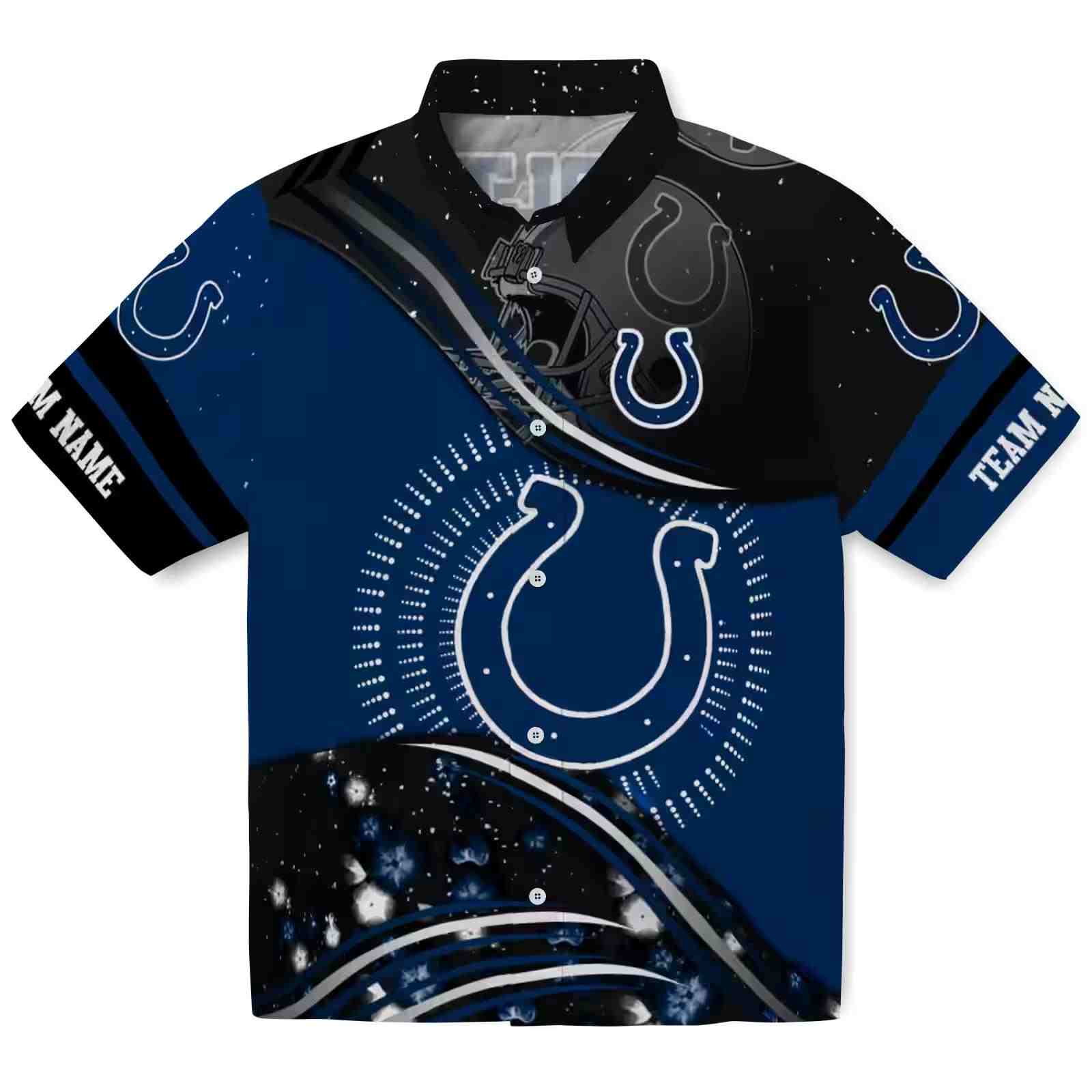 Indianapolis Colts Football Wave Blue Black Hawaiian Shirt