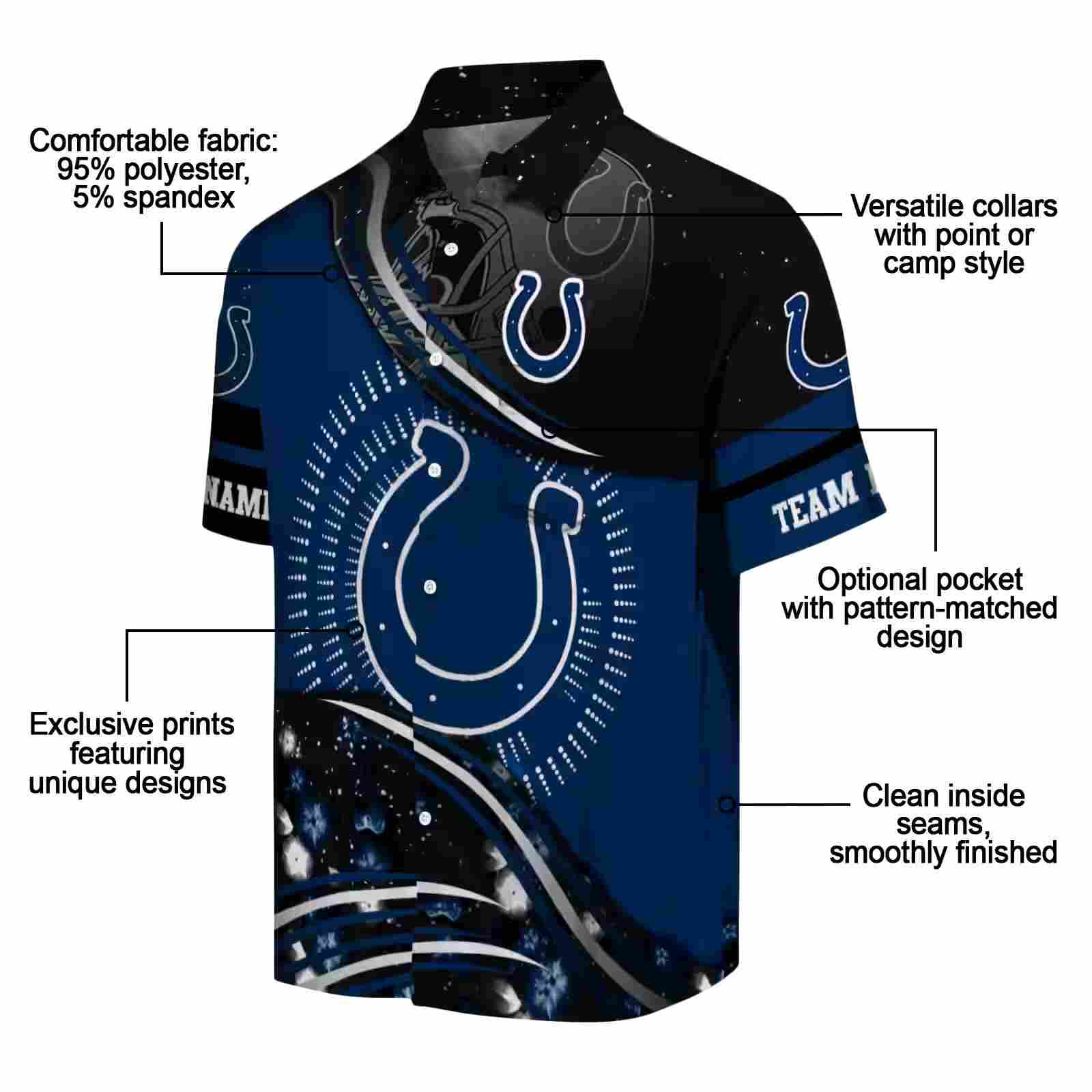 indianapolis colts football wave blue black hawaiian shirt new arrival