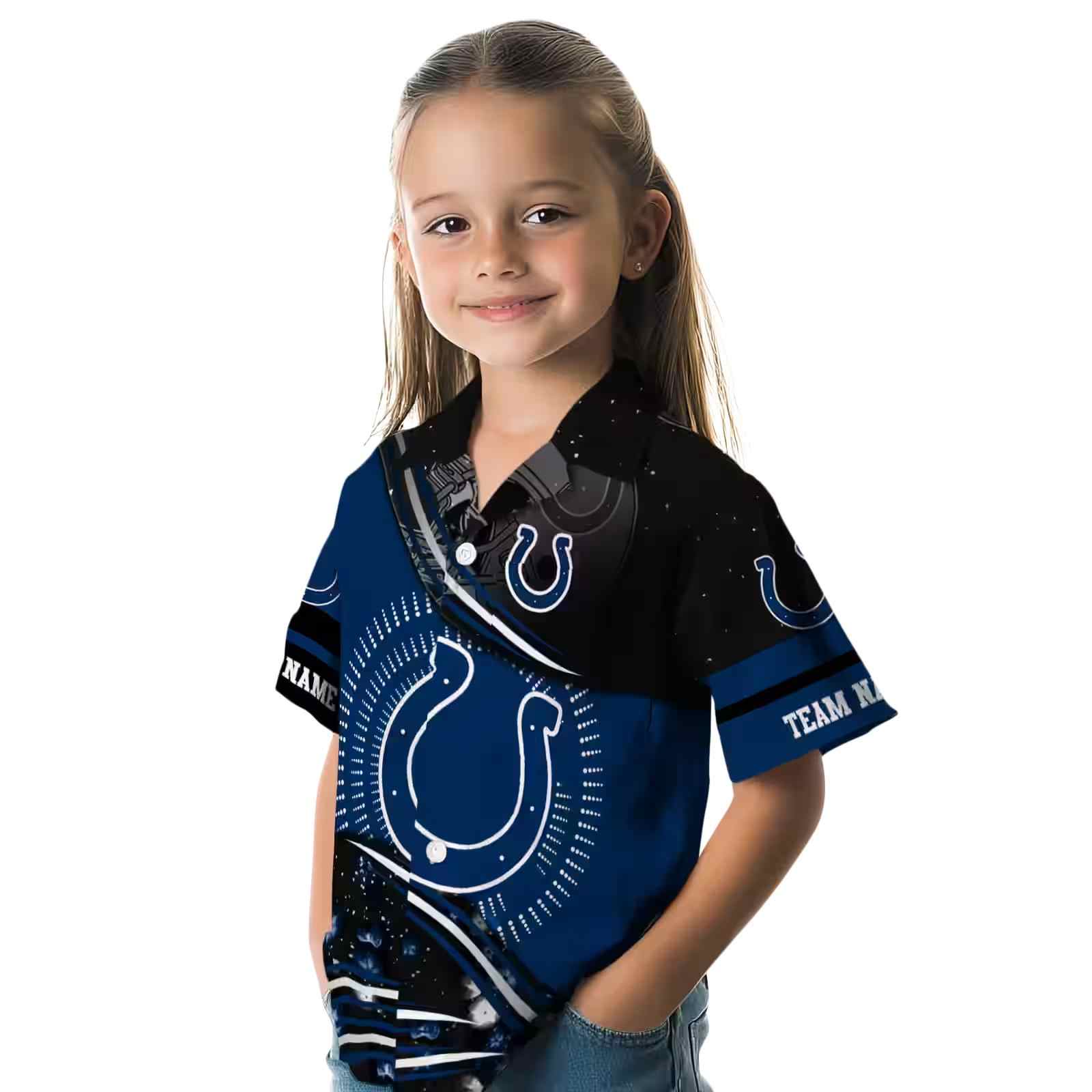 indianapolis colts football wave blue black hawaiian shirt premium grade