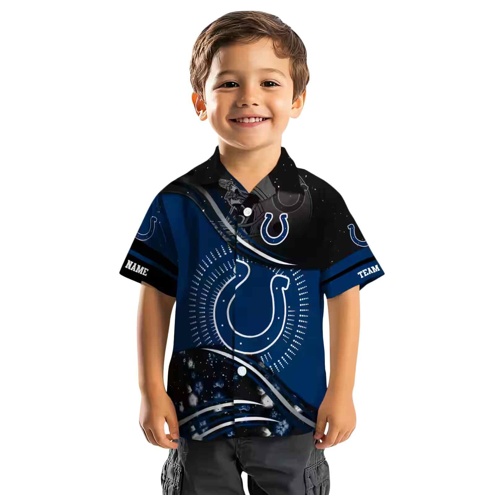 indianapolis colts football wave blue black hawaiian shirt top rated