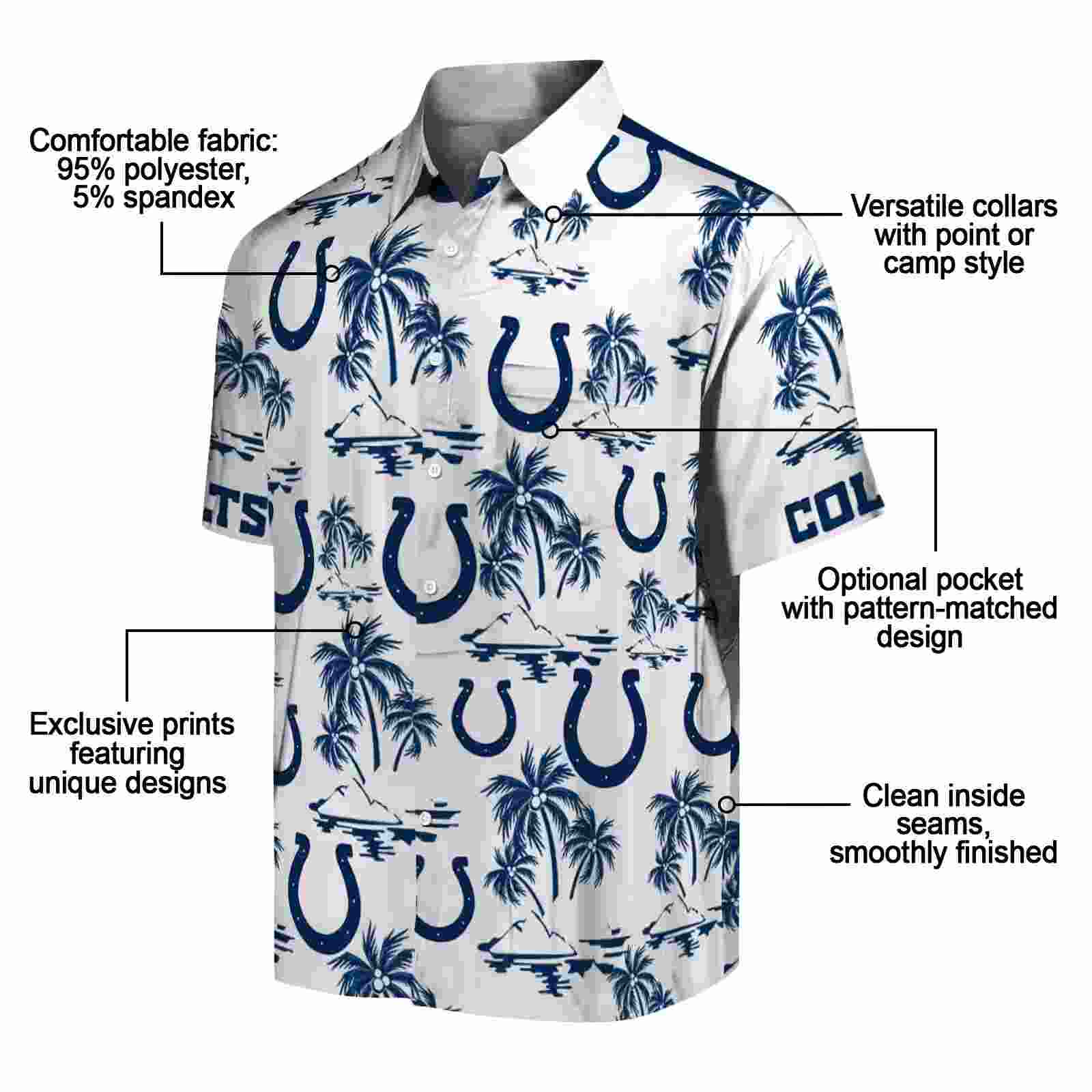 indianapolis colts palm island print blue white hawaiian shirt new arrival