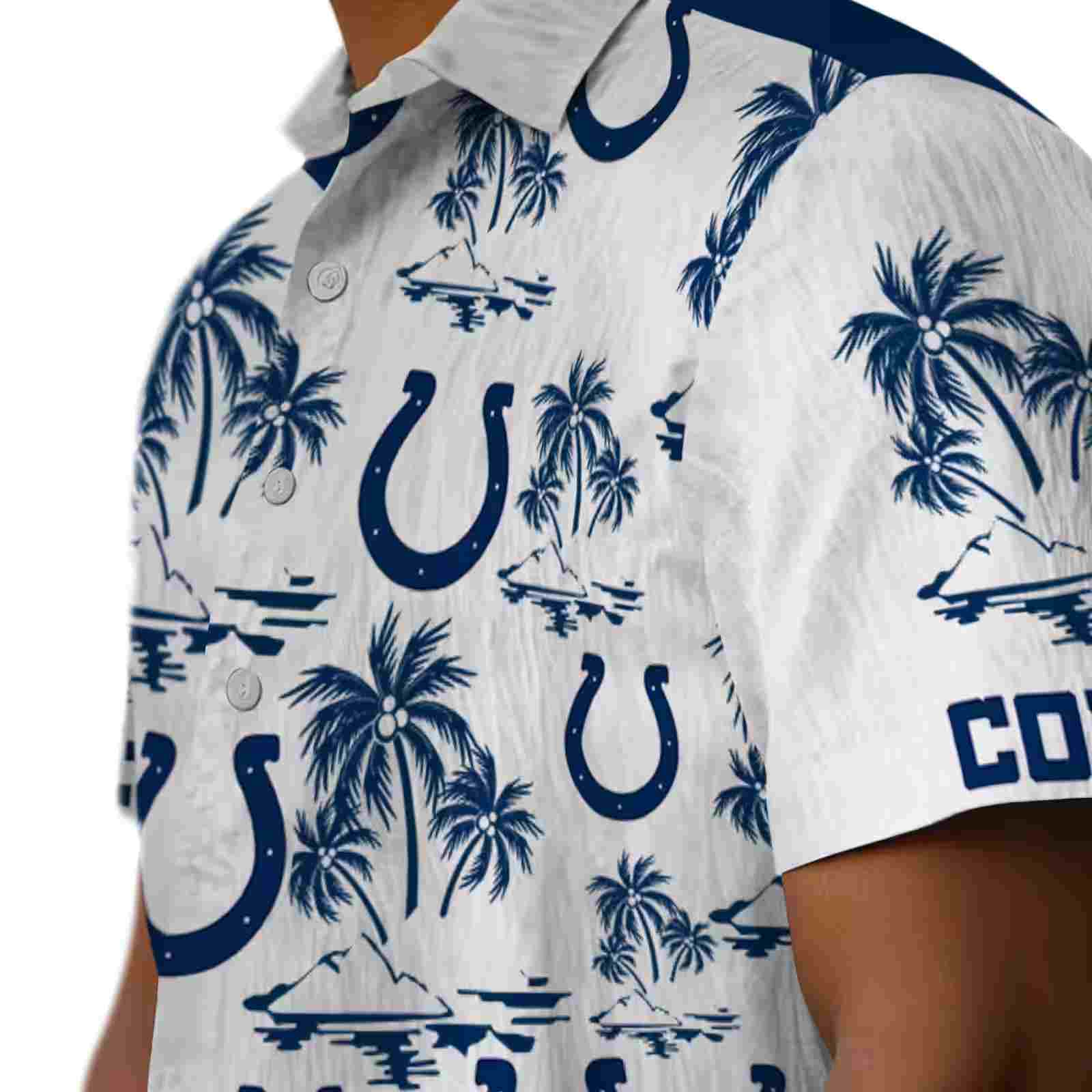 indianapolis colts palm island print blue white hawaiian shirt trendy