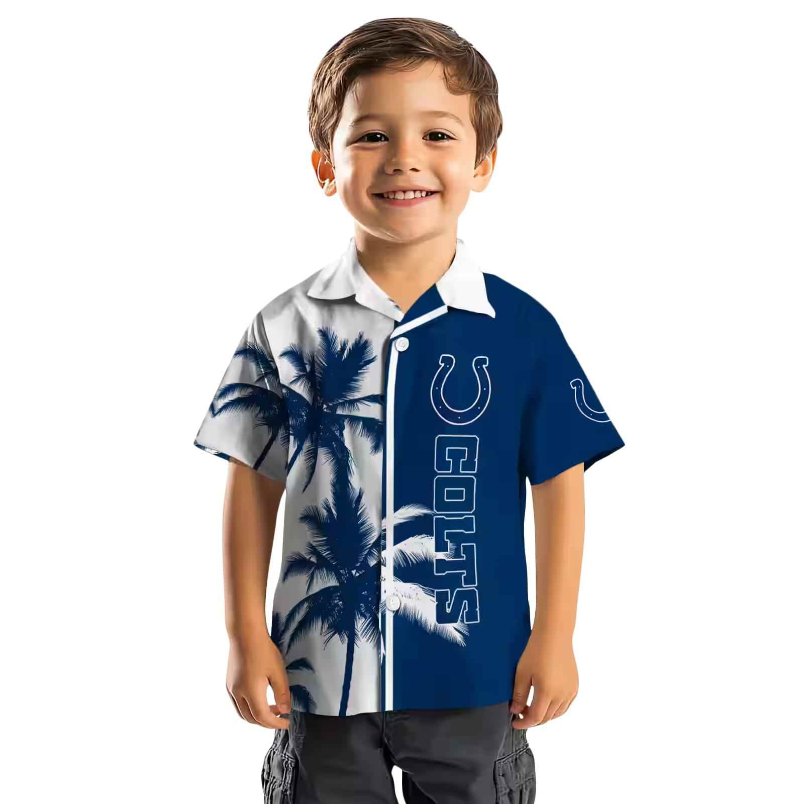 indianapolis colts palm trees blue white hawaiian shirt top rated