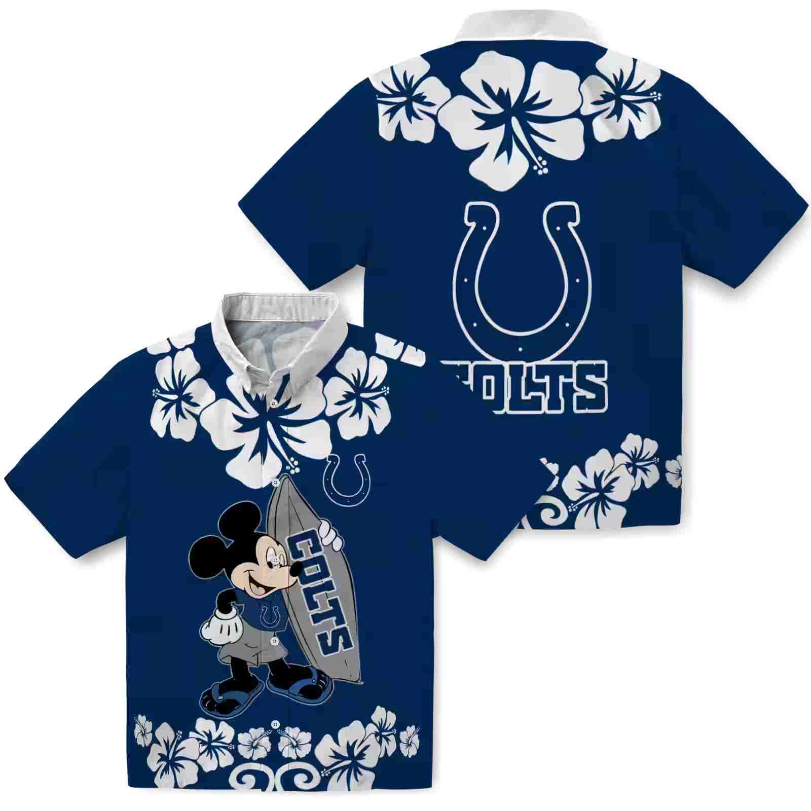 indianapolis colts surfing mickey blue hawaiian shirt high quality