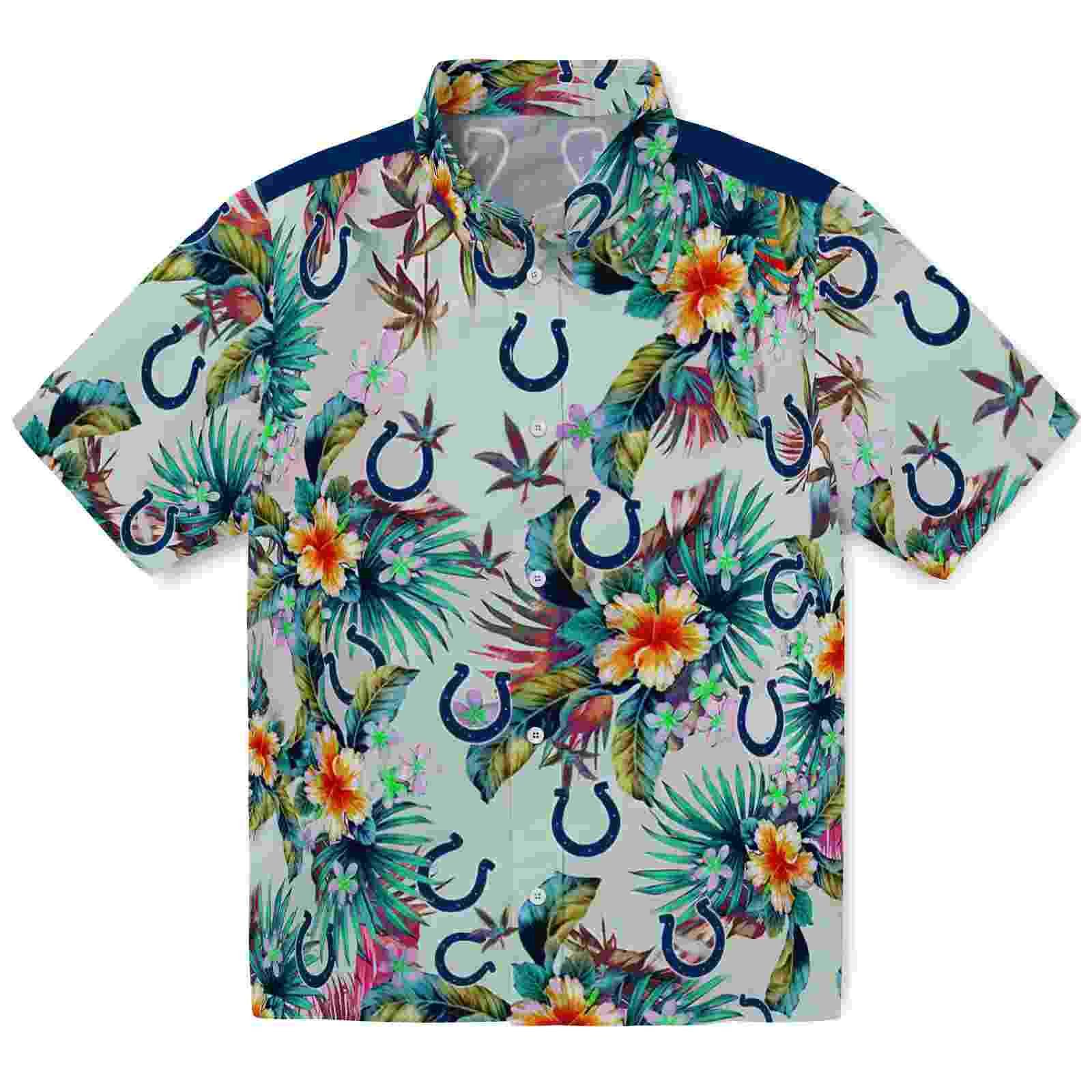 Indianapolis Colts Tropical Foliage Green Hawaiian Shirt