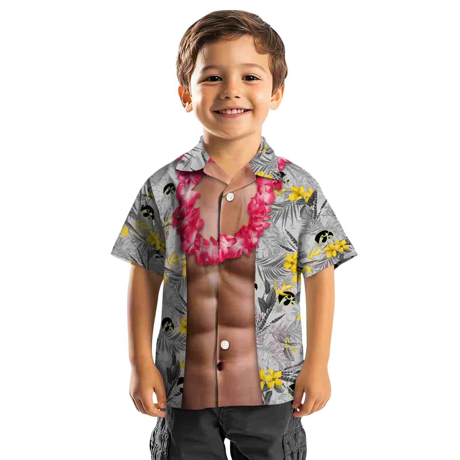 iowa hawkeyes chest illusion black hawaiian shirt top rated