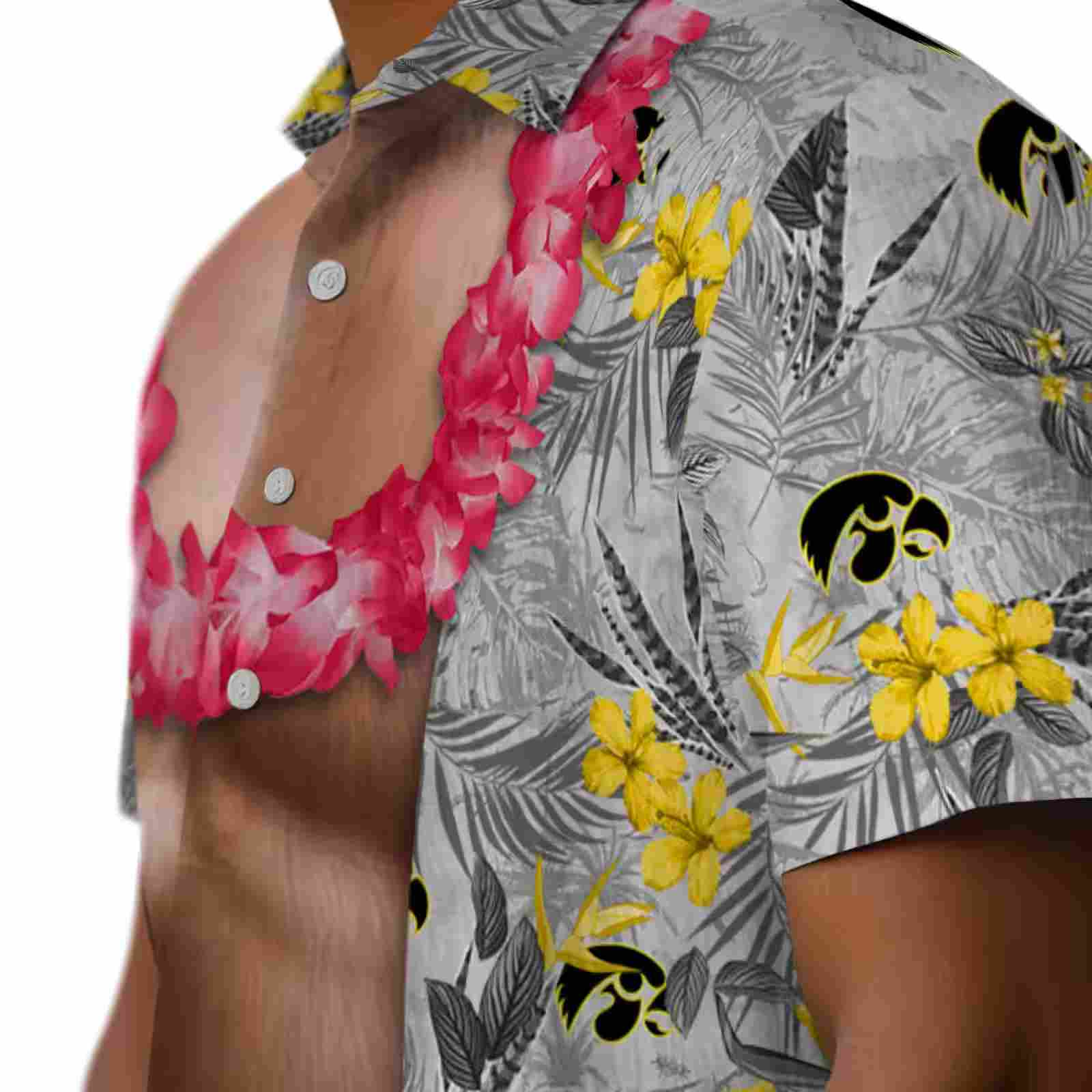 iowa hawkeyes chest illusion black hawaiian shirt trendy