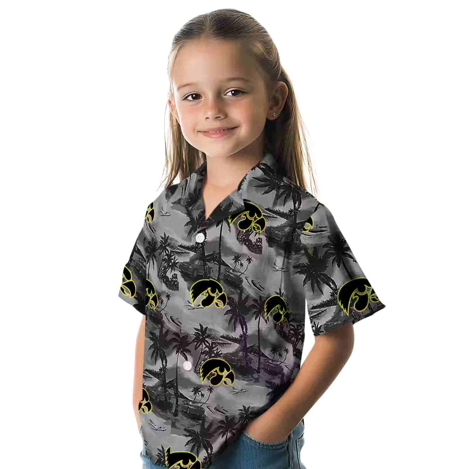 iowa hawkeyes coastal palms black hawaiian shirt premium grade