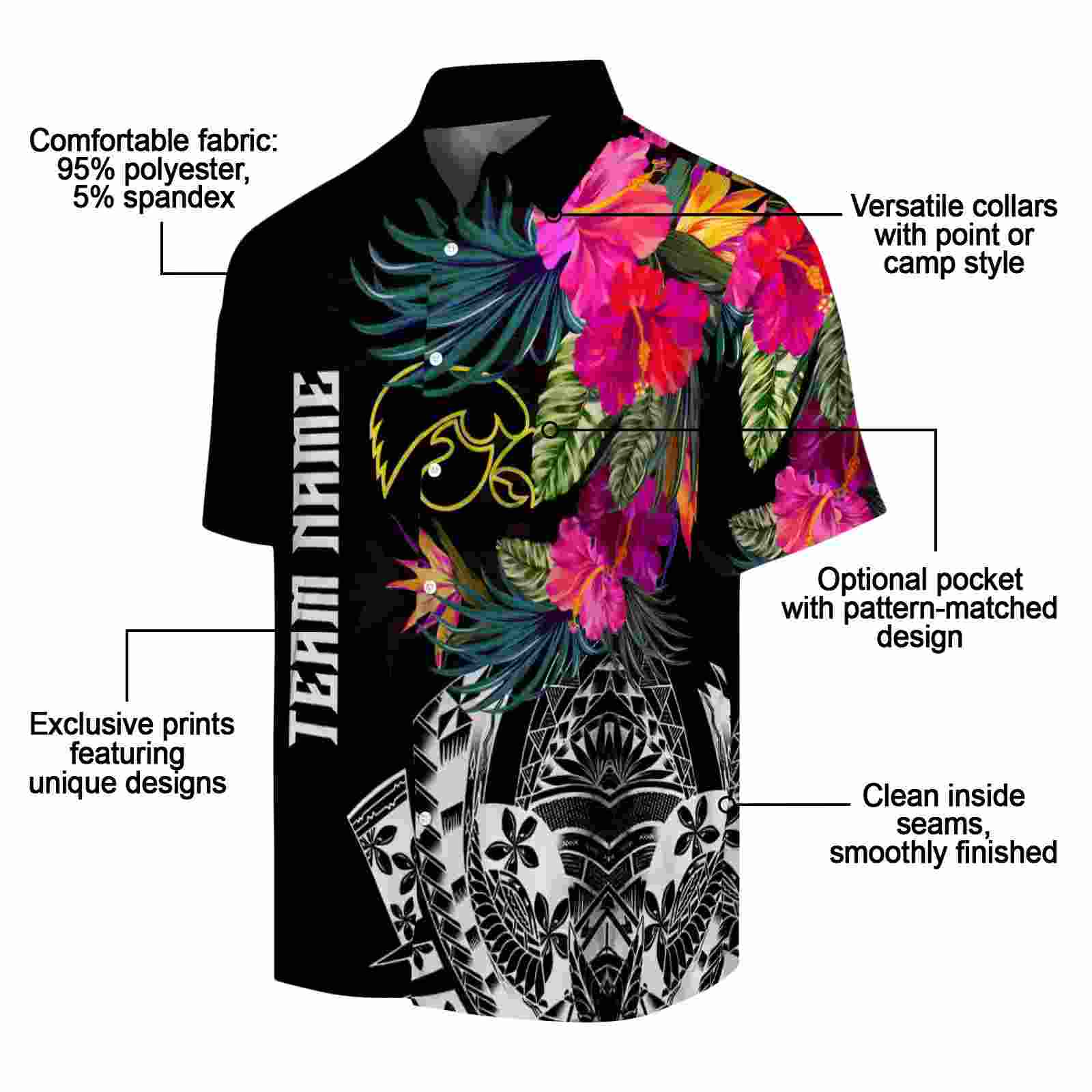 iowa hawkeyes floral polynesian black hawaiian shirt new arrival