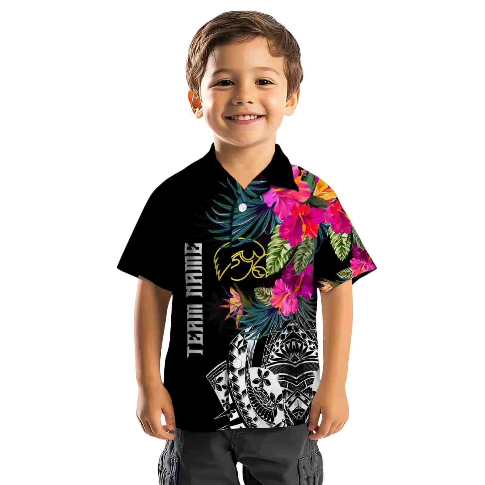 iowa hawkeyes floral polynesian black hawaiian shirt top rated