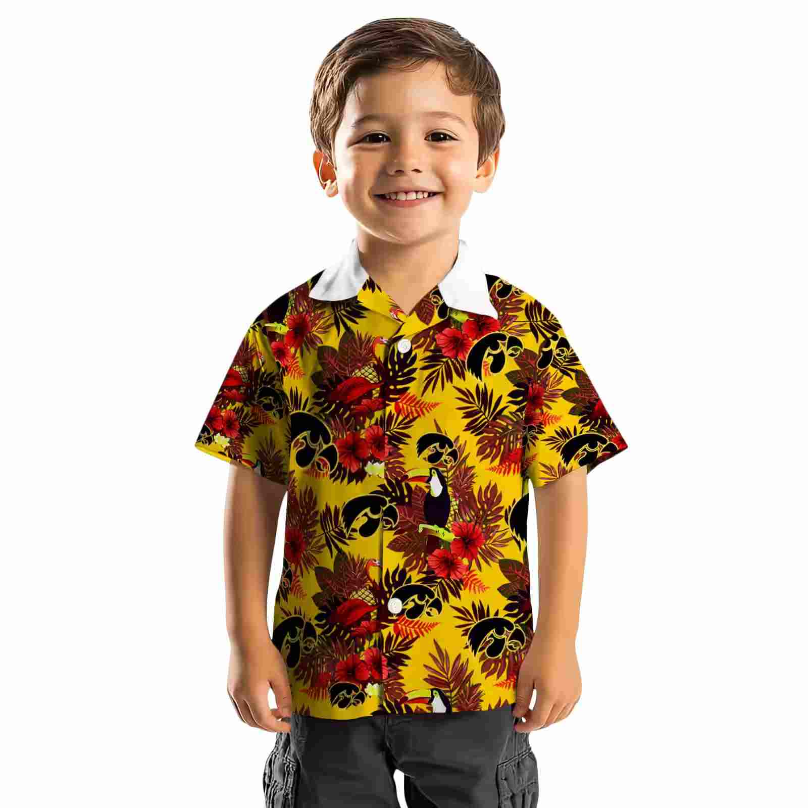 iowa hawkeyes floral toucan black red hawaiian shirt top rated