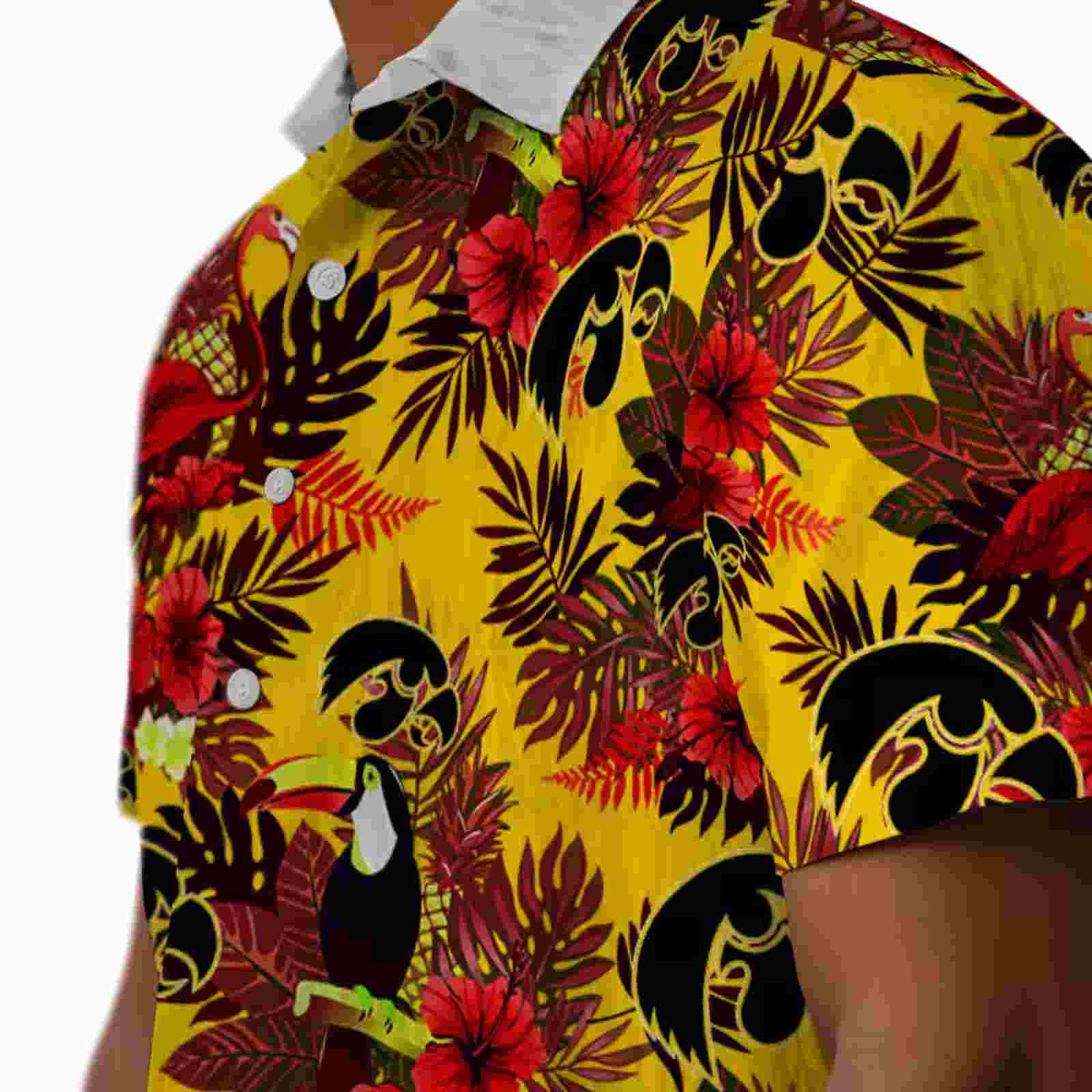 iowa hawkeyes floral toucan black red hawaiian shirt trendy