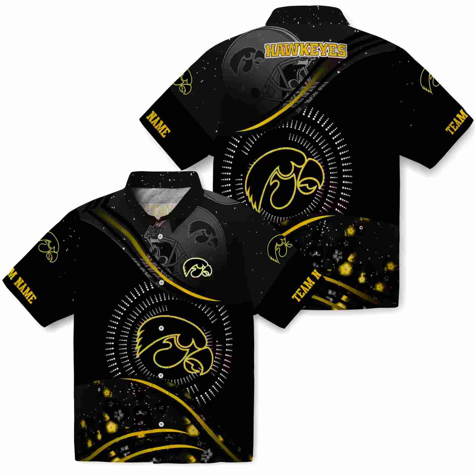 iowa hawkeyes football wave black hawaiian shirt high quality