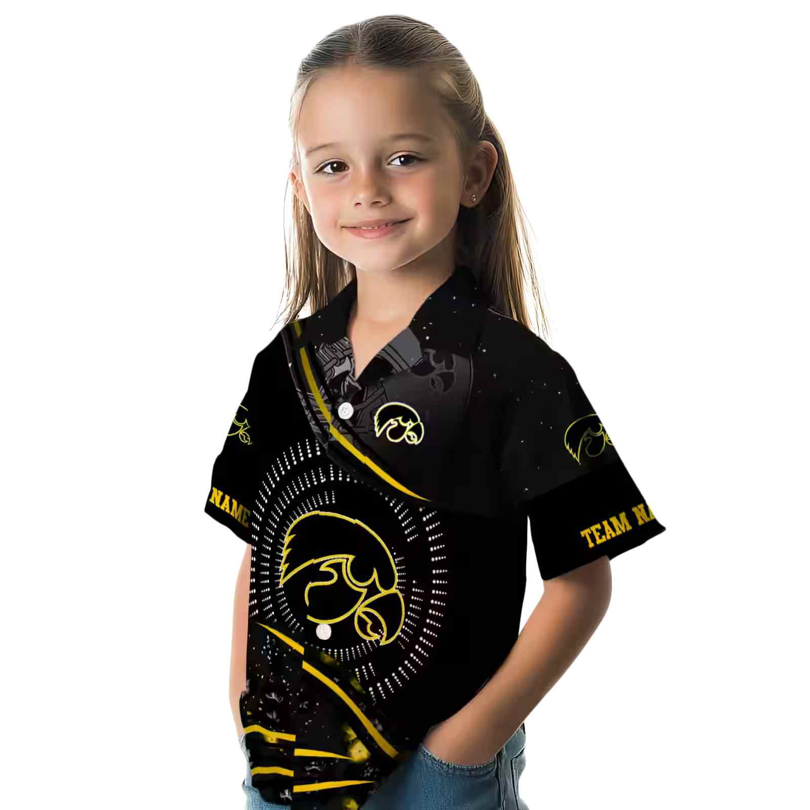 iowa hawkeyes football wave black hawaiian shirt premium grade