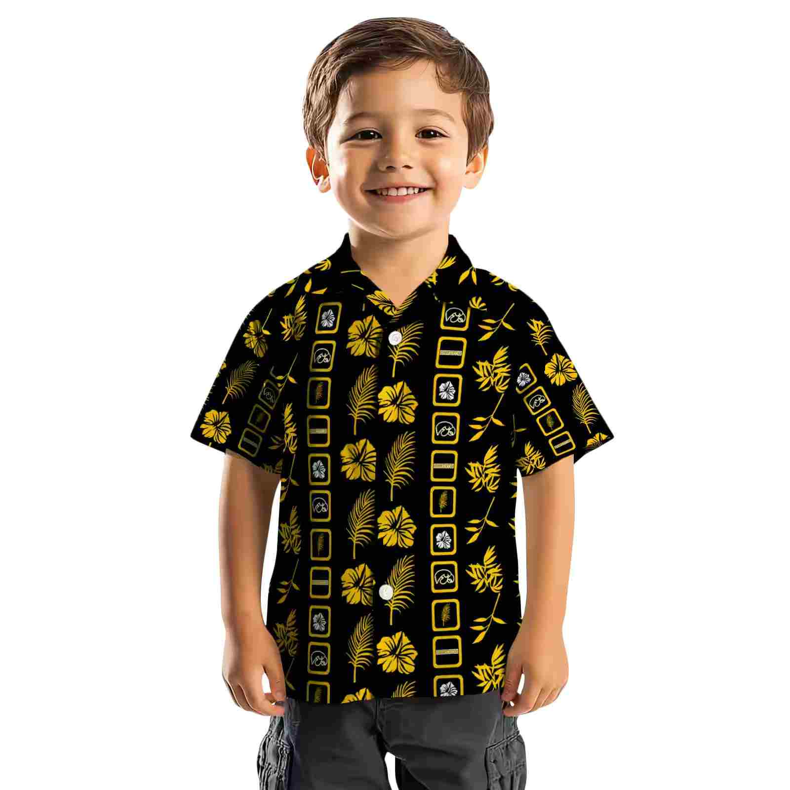 iowa hawkeyes framed floral black hawaiian shirt top rated