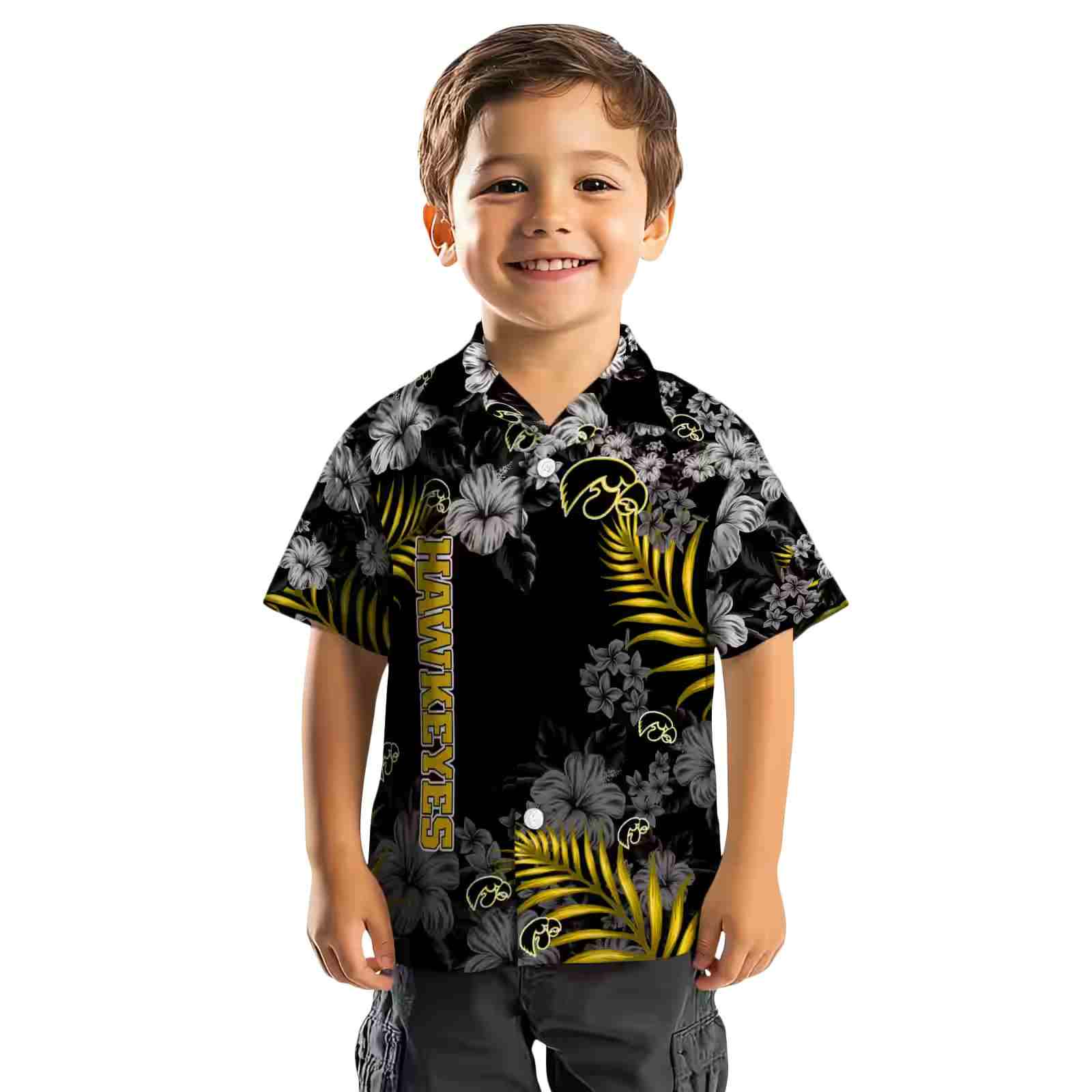 iowa hawkeyes hibiscus print black hawaiian shirt top rated