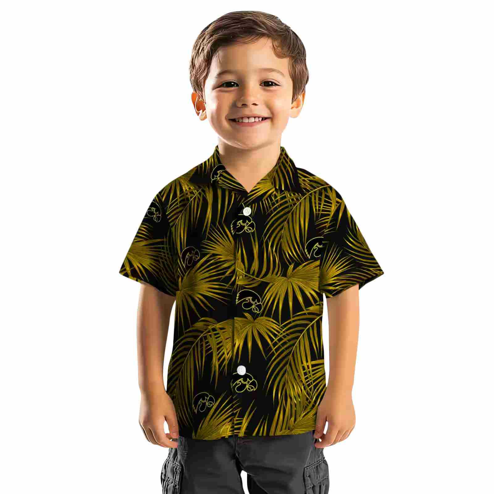 iowa hawkeyes leafy palms black hawaiian shirt top rated