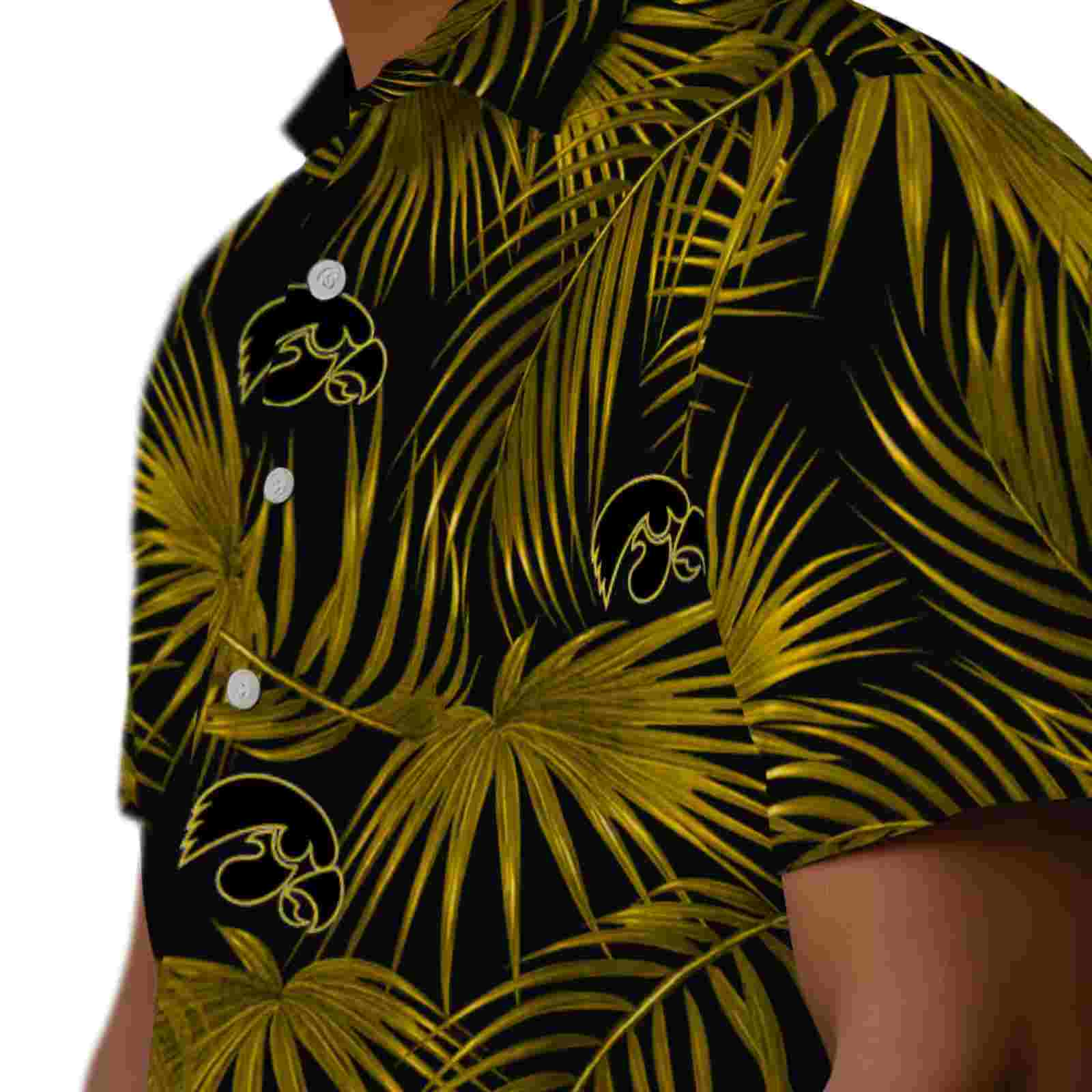 iowa hawkeyes leafy palms black hawaiian shirt trendy