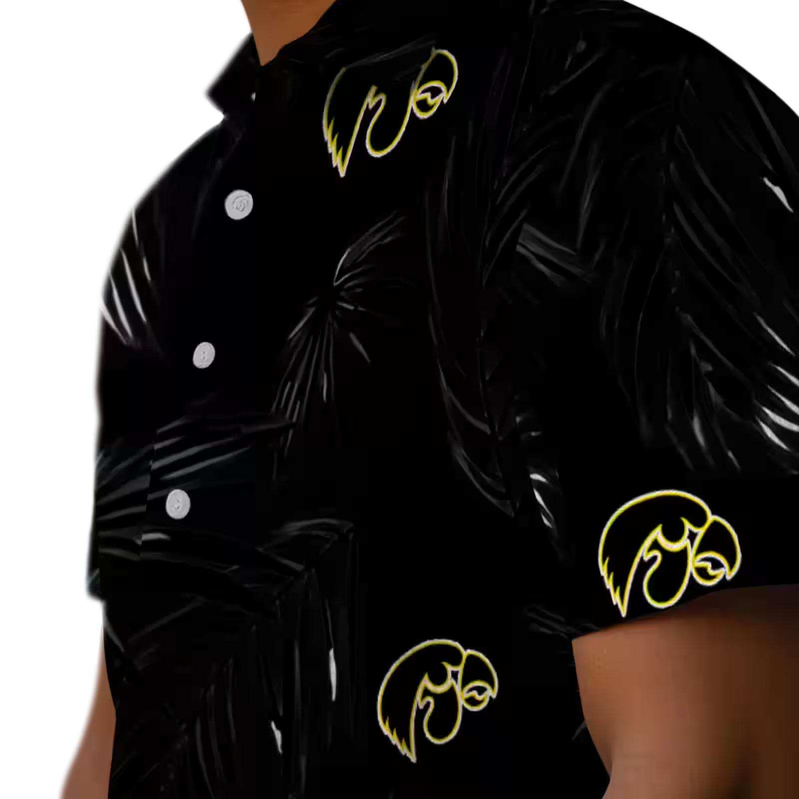 iowa hawkeyes palm leaf black hawaiian shirt trendy