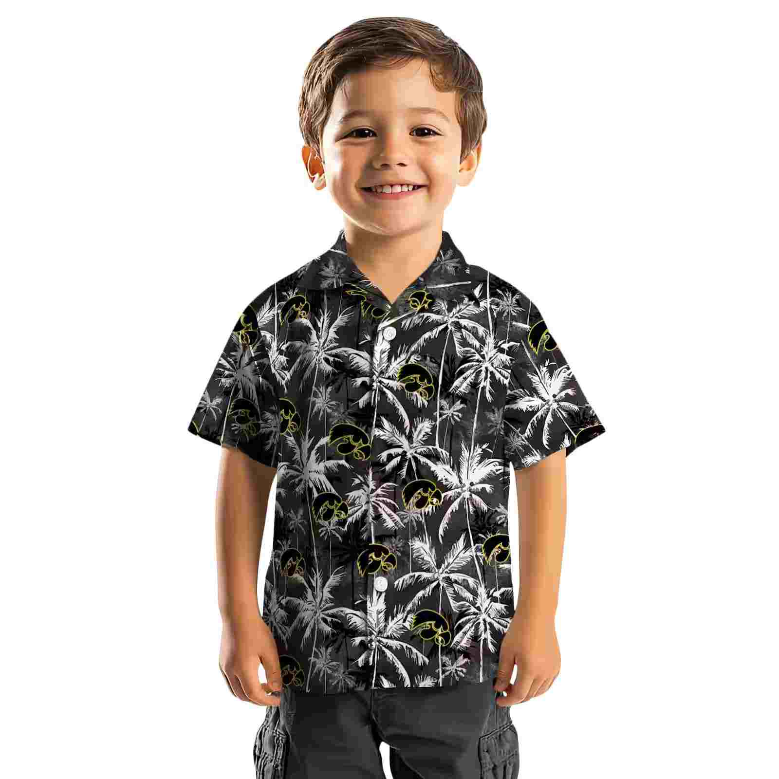 iowa hawkeyes palm pattern black hawaiian shirt top rated