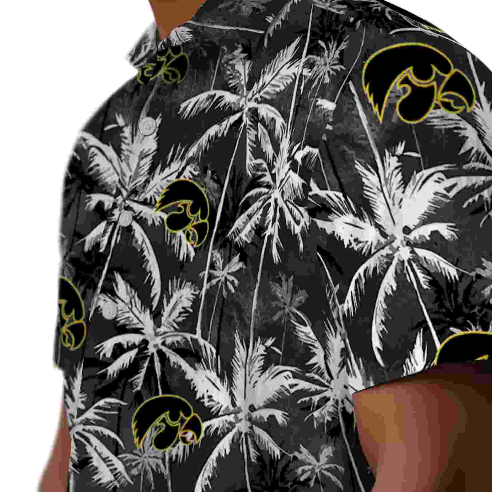 iowa hawkeyes palm pattern black hawaiian shirt trendy