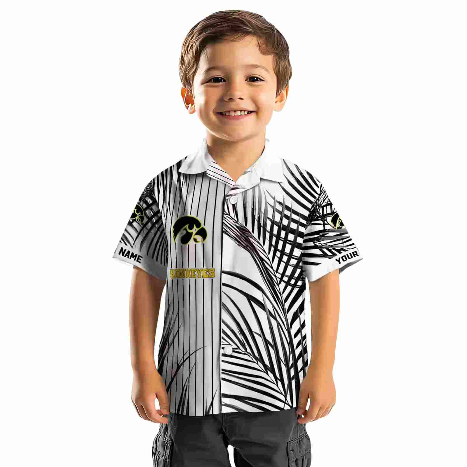 iowa hawkeyes palm stripes black white hawaiian shirt top rated