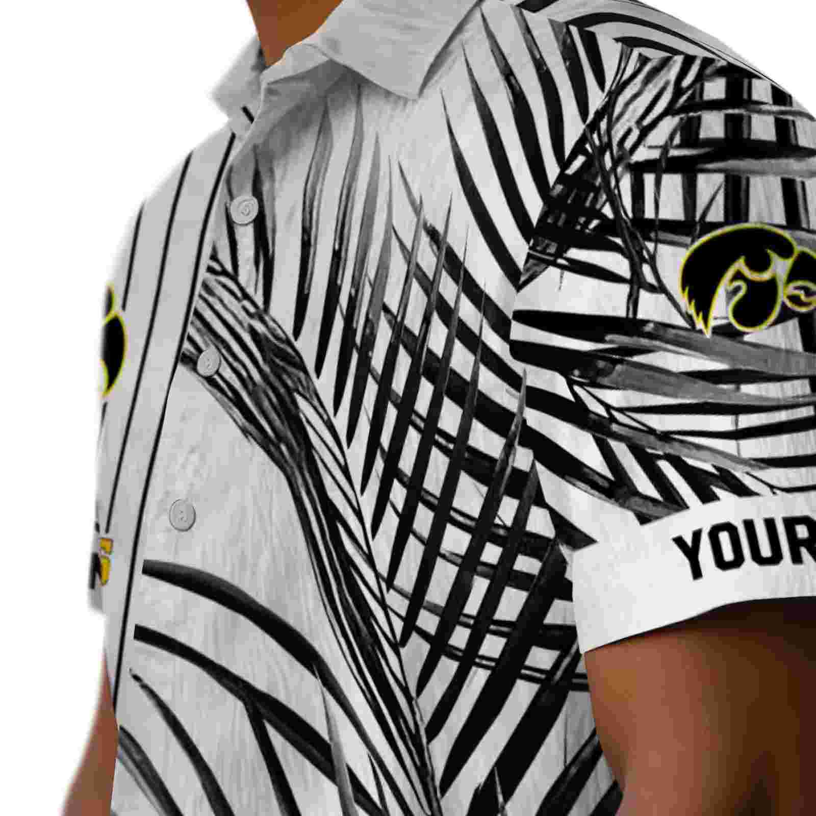 iowa hawkeyes palm stripes black white hawaiian shirt trendy