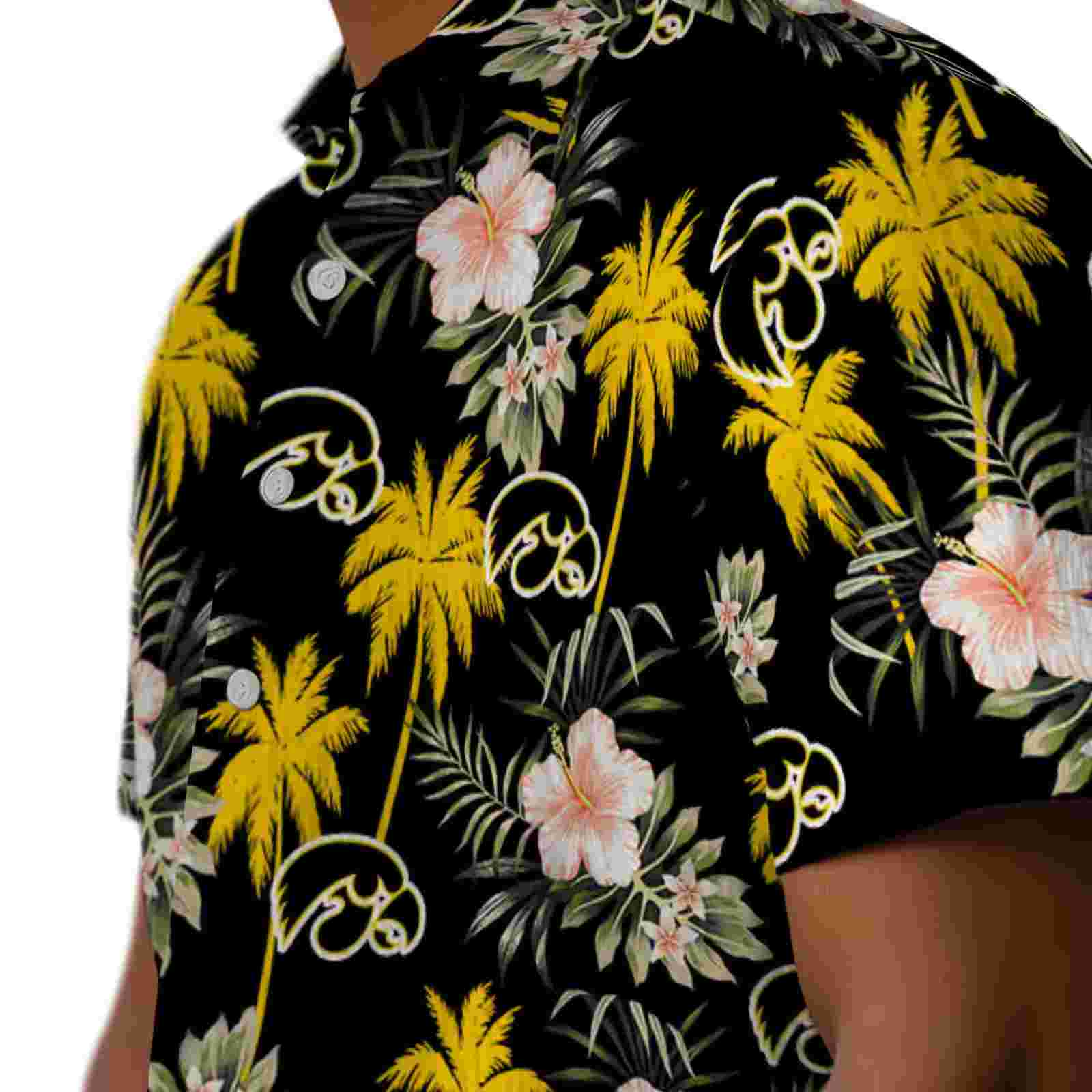 iowa hawkeyes palm tree flower black hawaiian shirt trendy