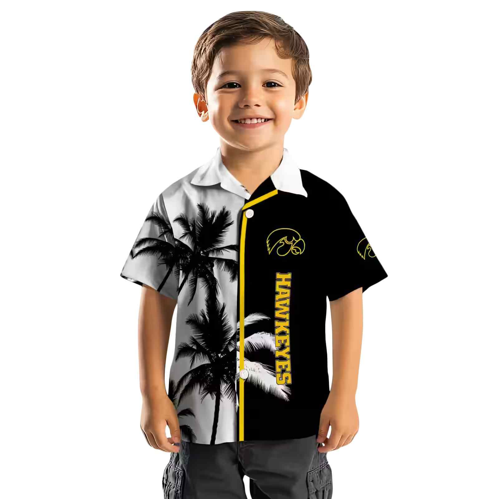 iowa hawkeyes palm trees black white hawaiian shirt top rated