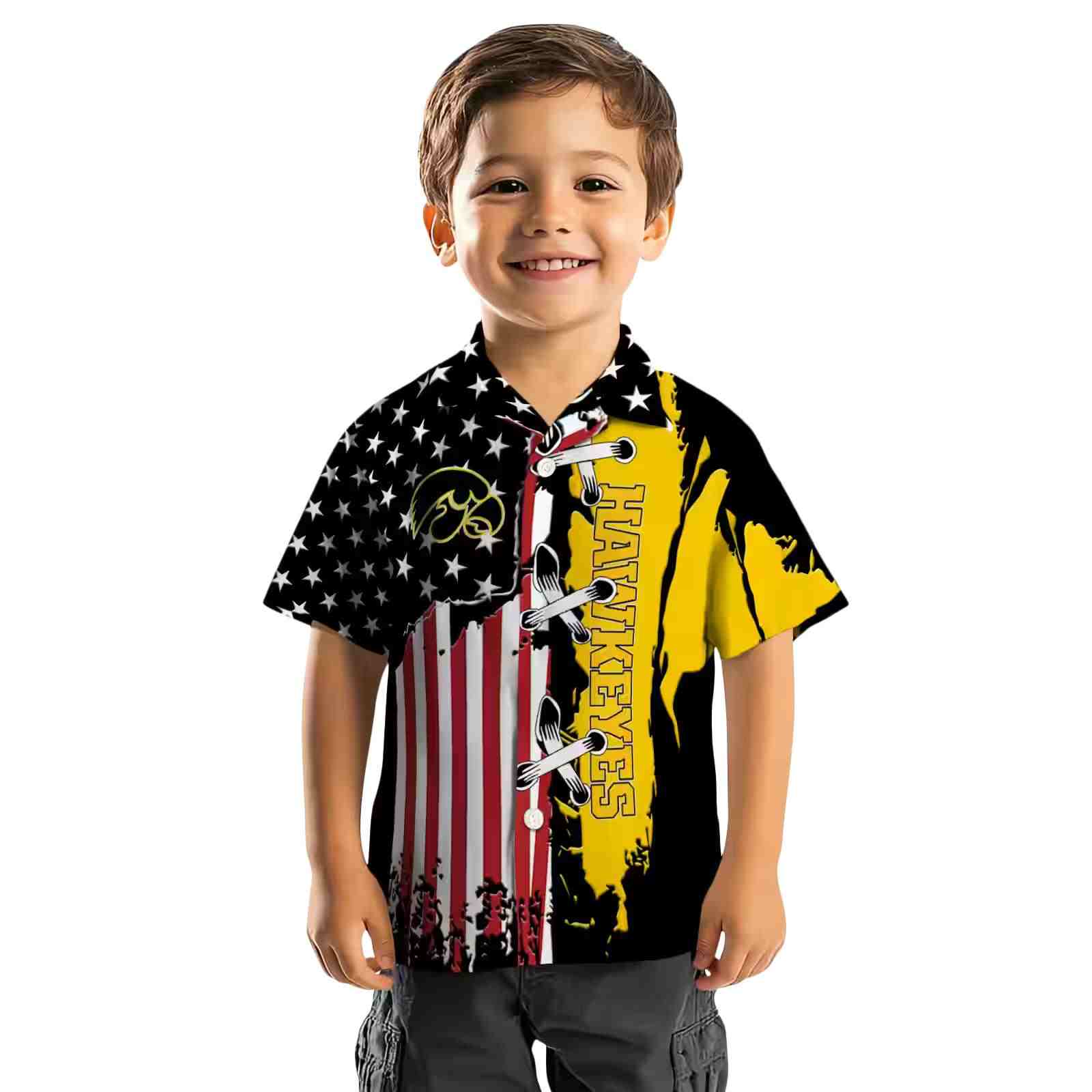 iowa hawkeyes stitched flag black hawaiian shirt top rated