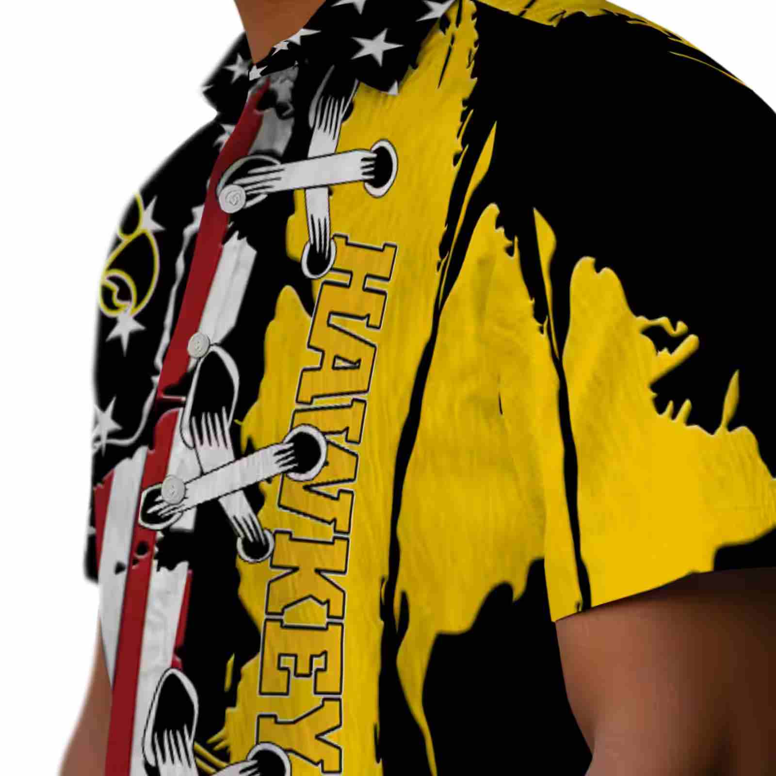 iowa hawkeyes stitched flag black hawaiian shirt trendy