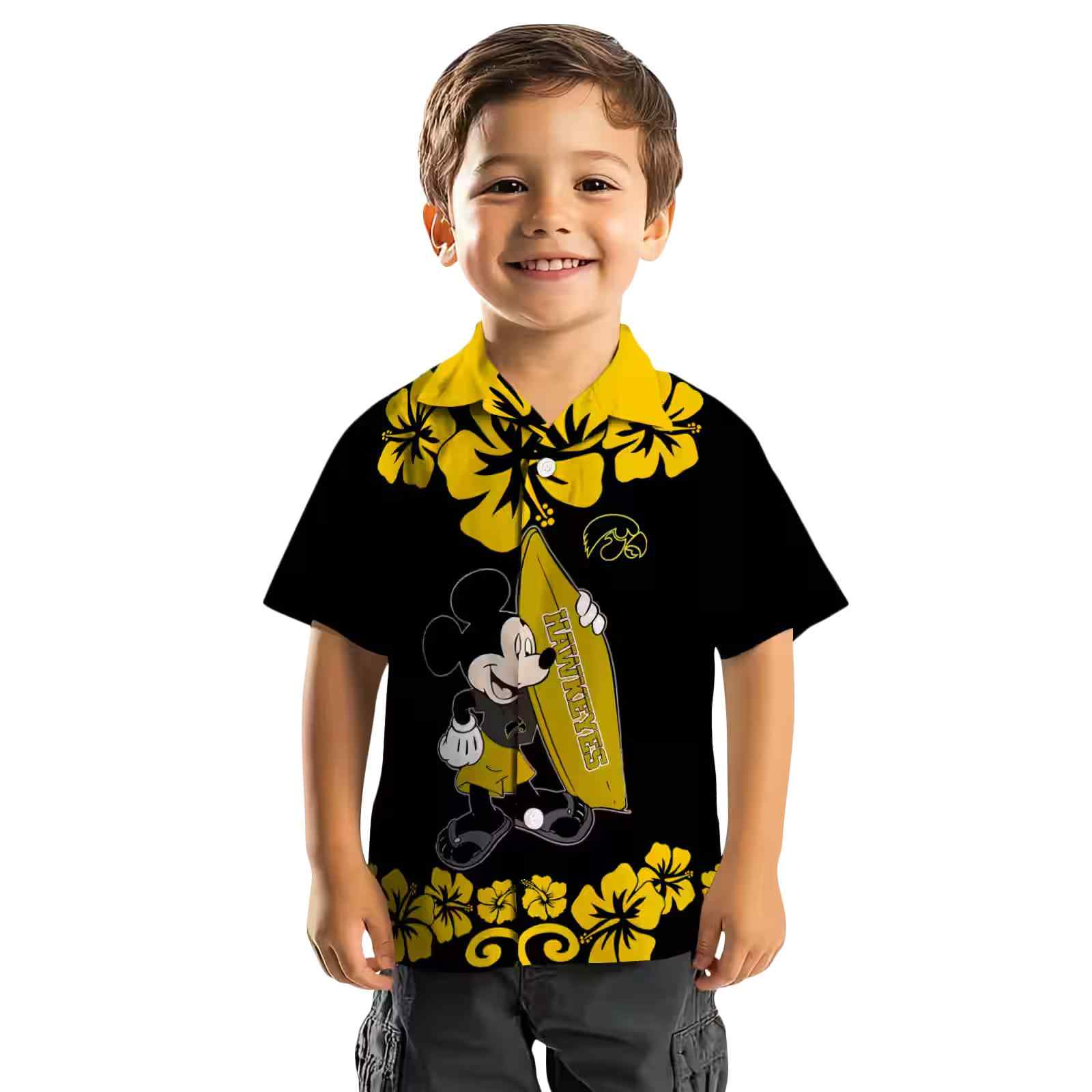 iowa hawkeyes surfing mickey black hawaiian shirt top rated