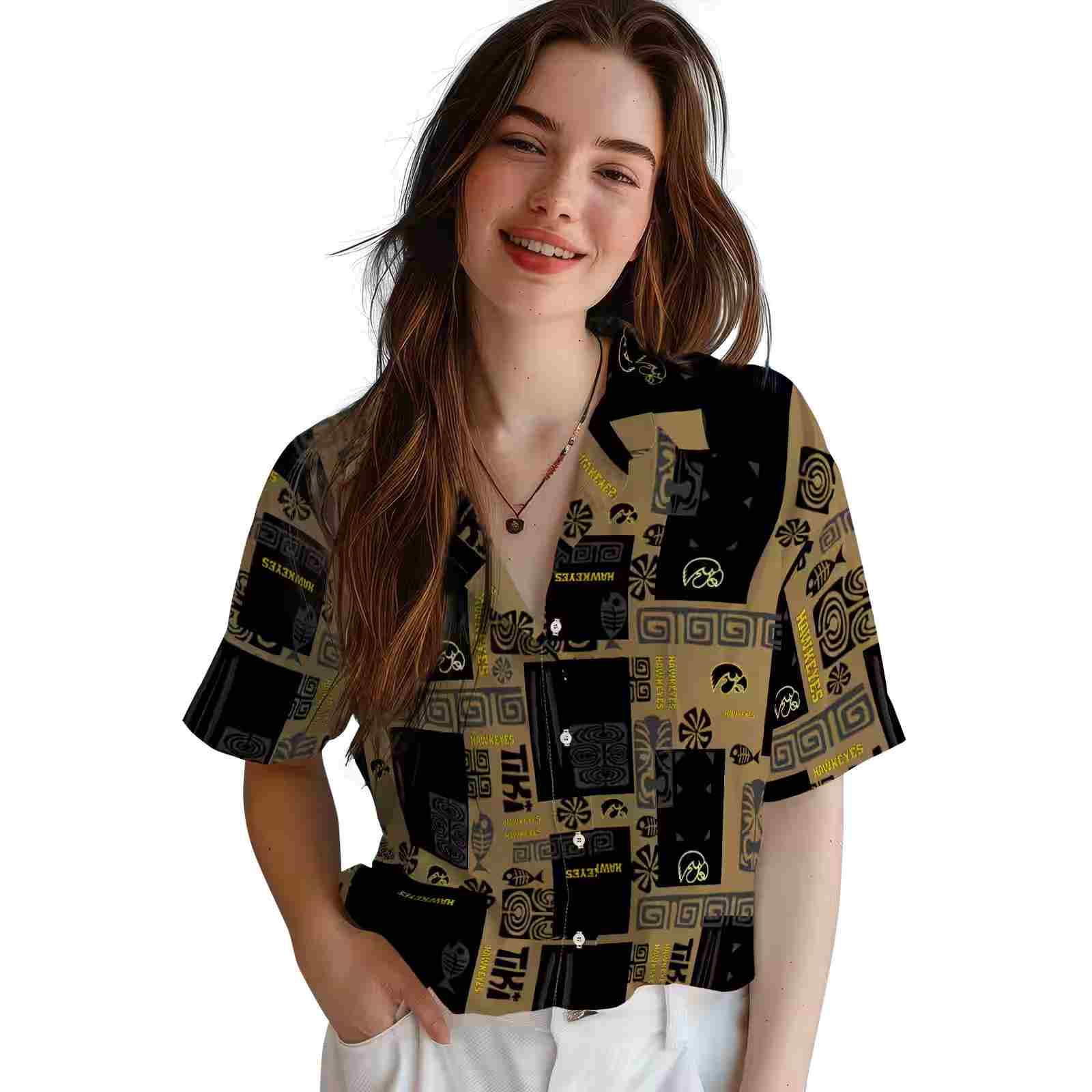 iowa hawkeyes tribal symbols black hawaiian shirt latest model