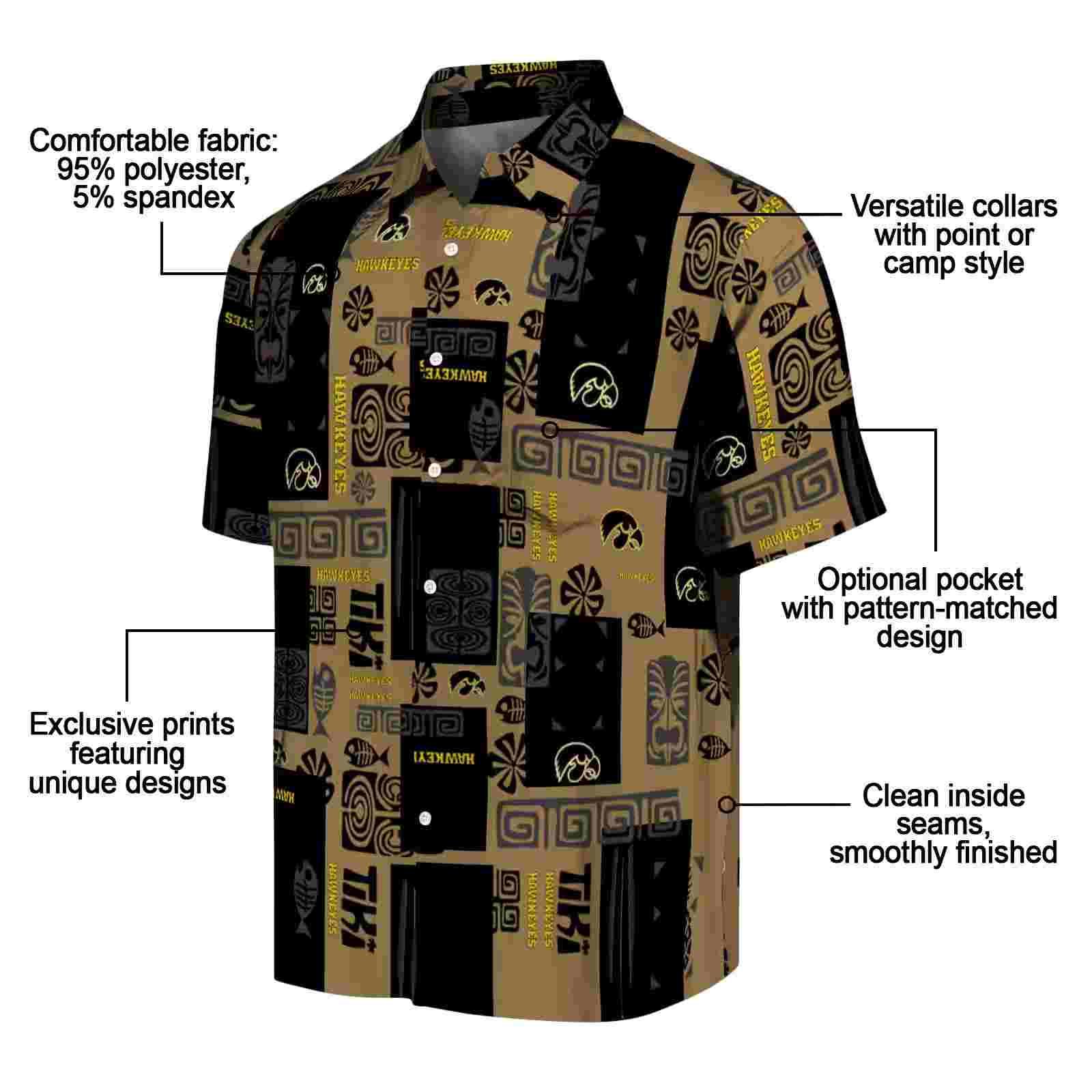 iowa hawkeyes tribal symbols black hawaiian shirt new arrival