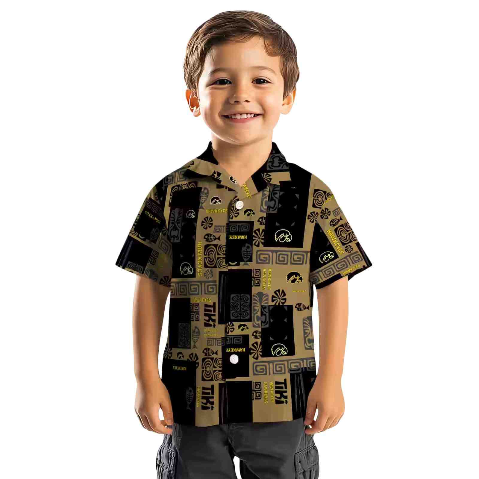 iowa hawkeyes tribal symbols black hawaiian shirt top rated