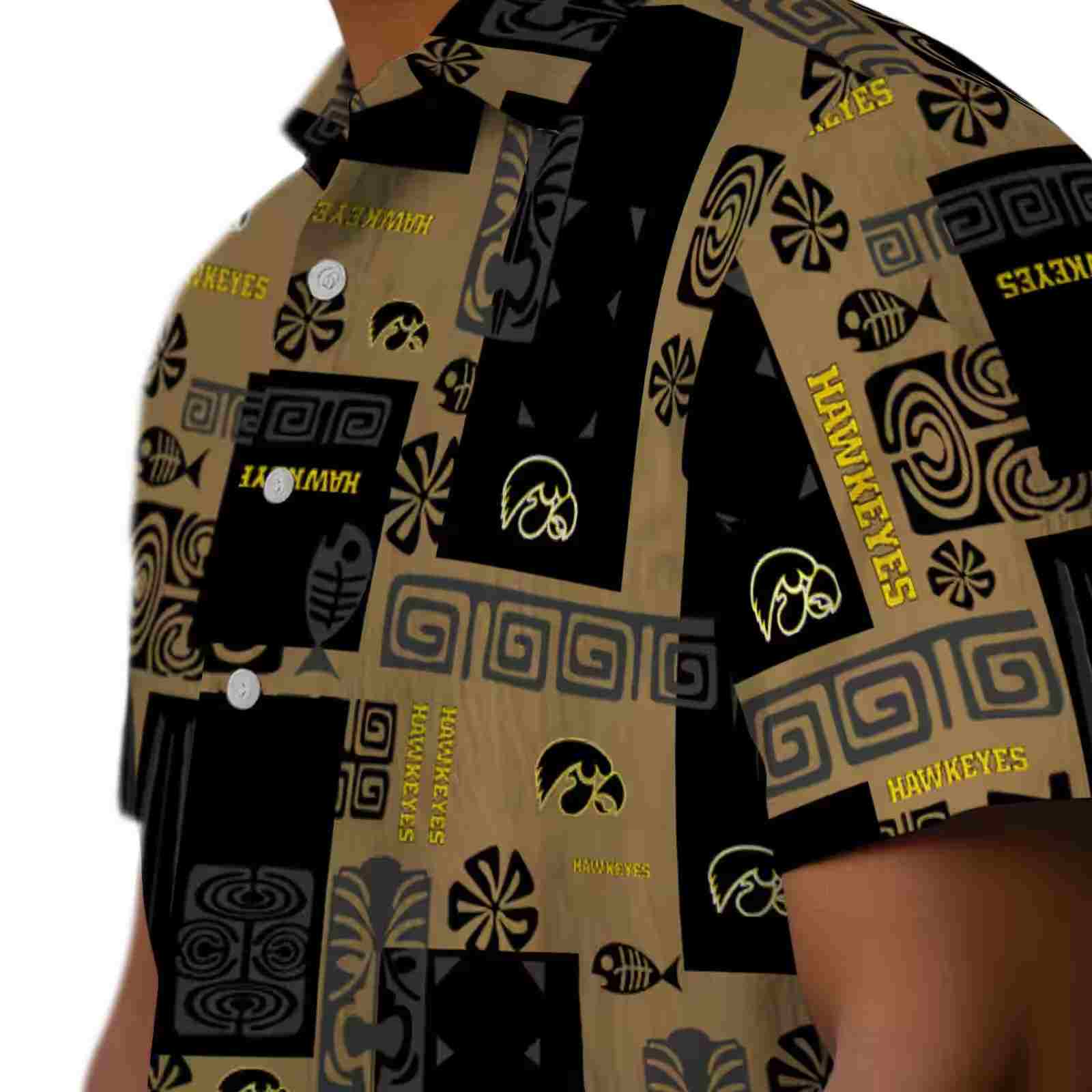 iowa hawkeyes tribal symbols black hawaiian shirt trendy