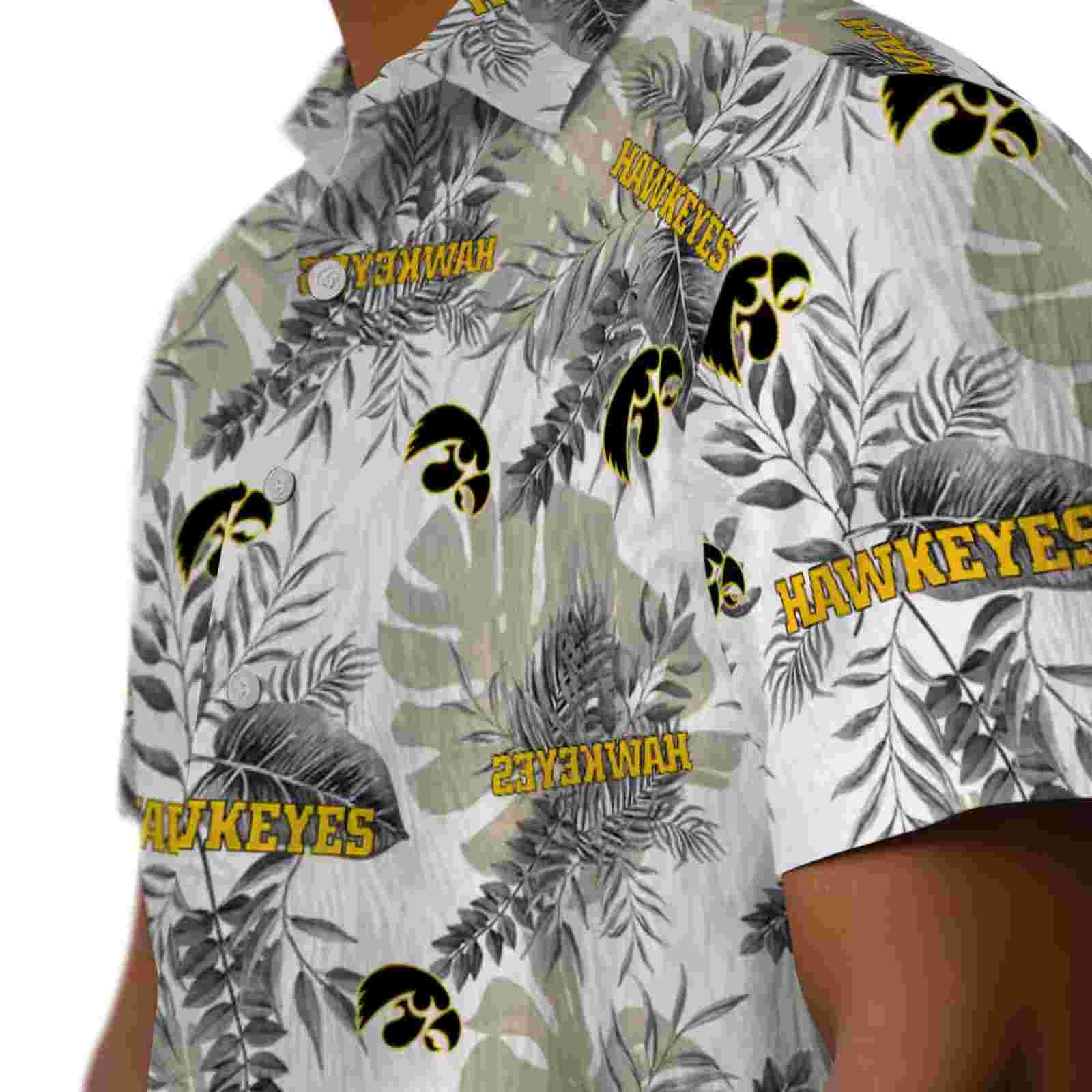 iowa hawkeyes tropical leaves black white hawaiian shirt trendy