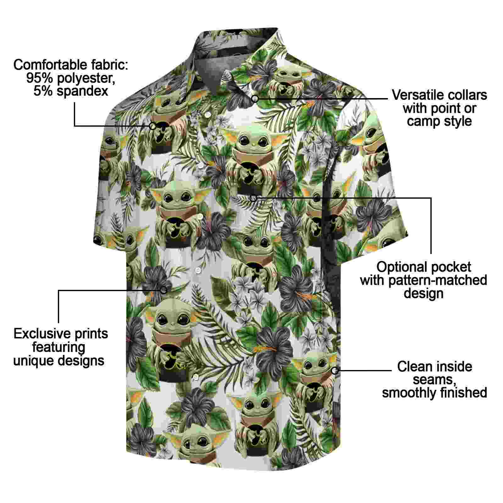 iowa hawkeyes tropical yoda green hawaiian shirt new arrival