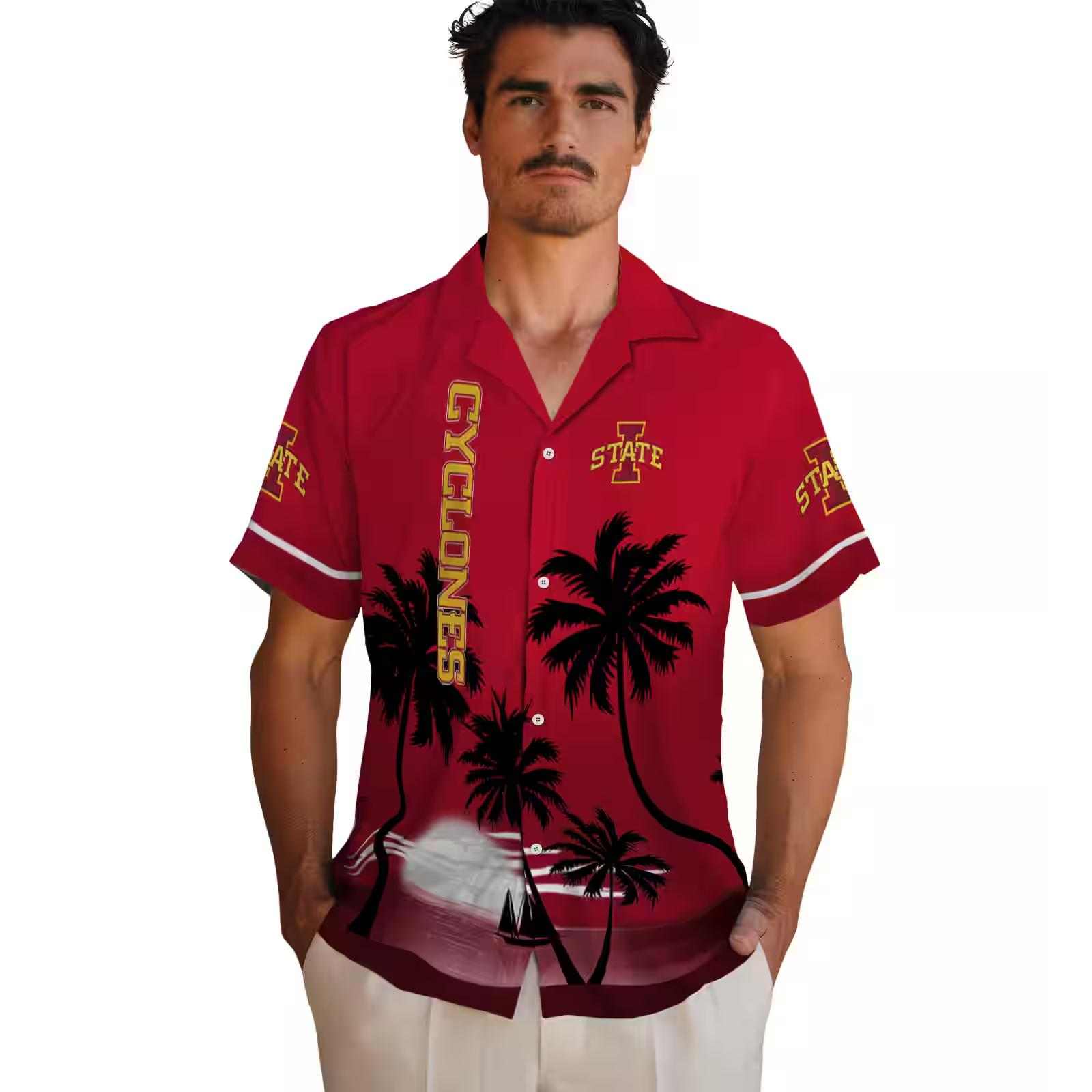 iowa state cyclones beach sunset red black hawaiian shirt fashion forward