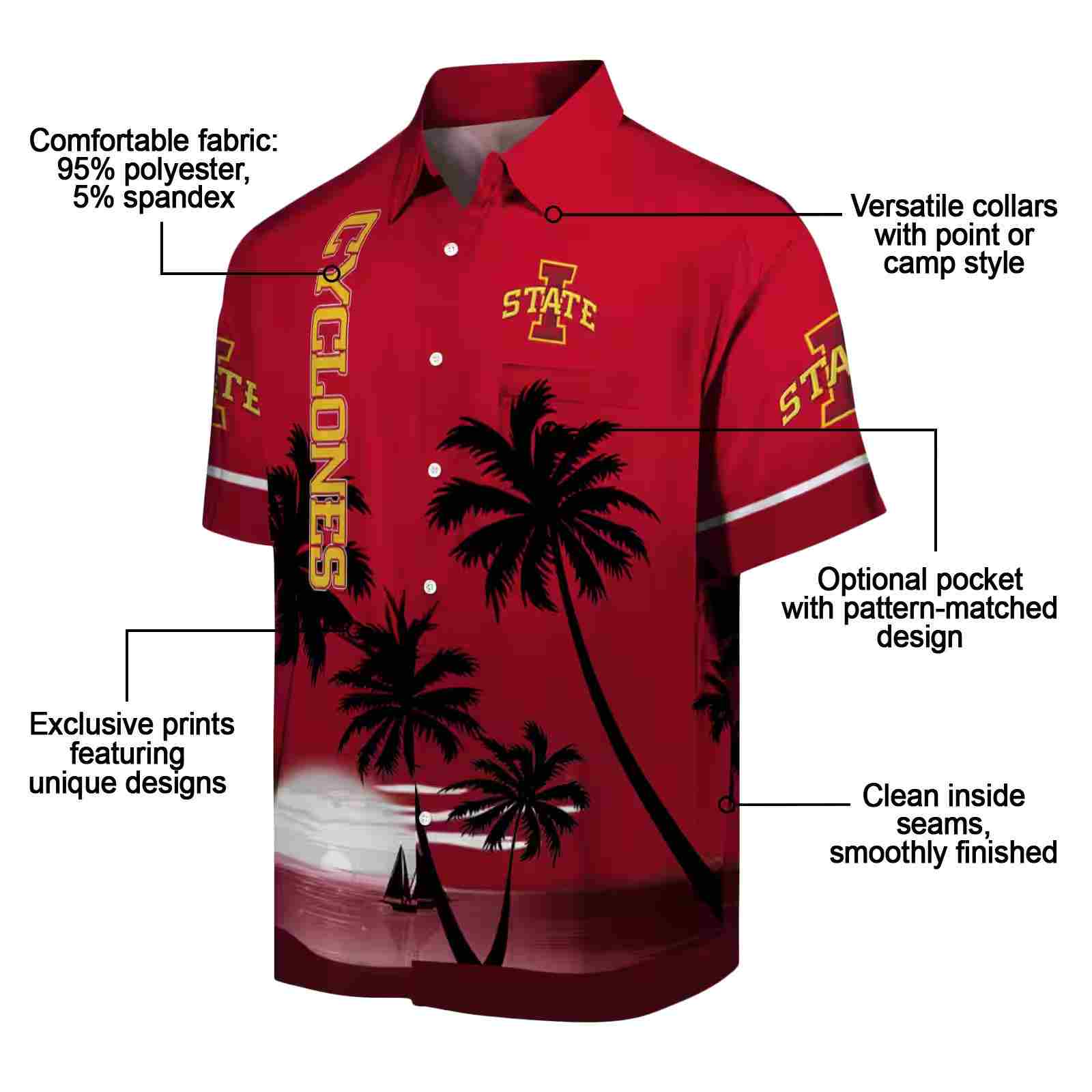 iowa state cyclones beach sunset red black hawaiian shirt new arrival