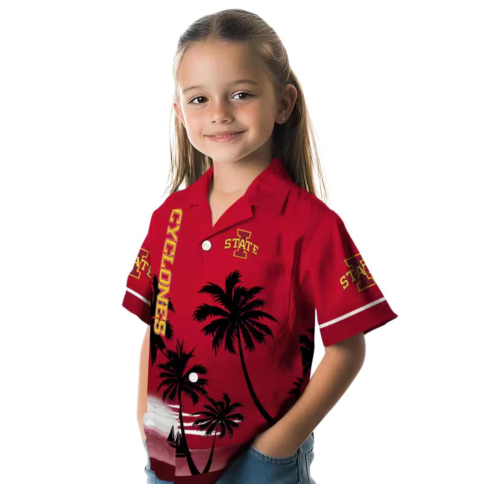 iowa state cyclones beach sunset red black hawaiian shirt premium grade