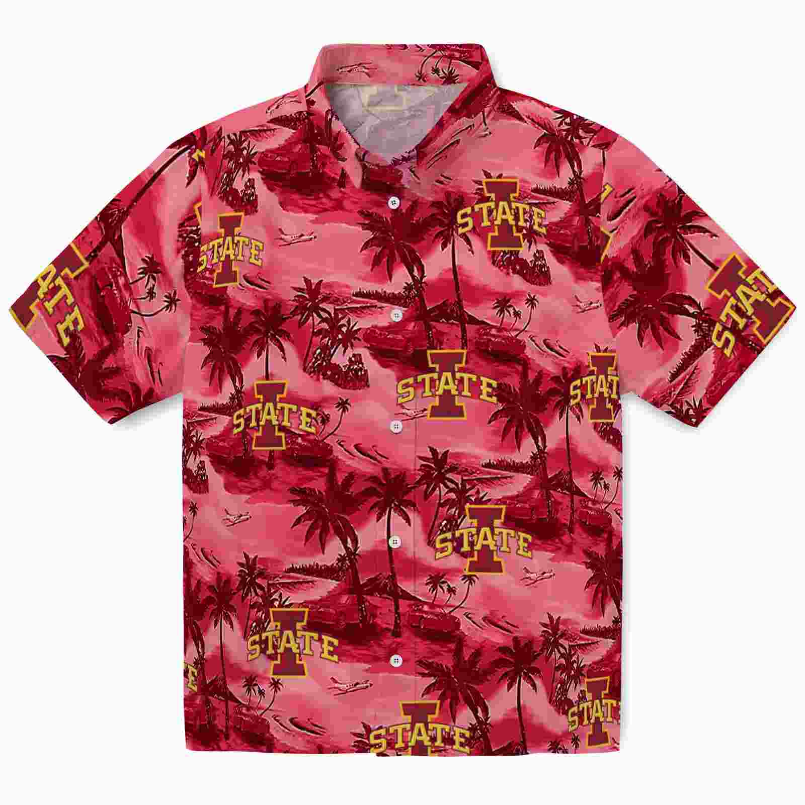 Iowa State Cyclones Coastal Palms Red Hawaiian Shirt