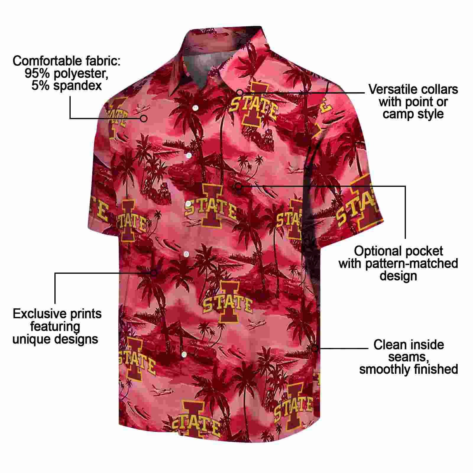 iowa state cyclones coastal palms red hawaiian shirt new arrival