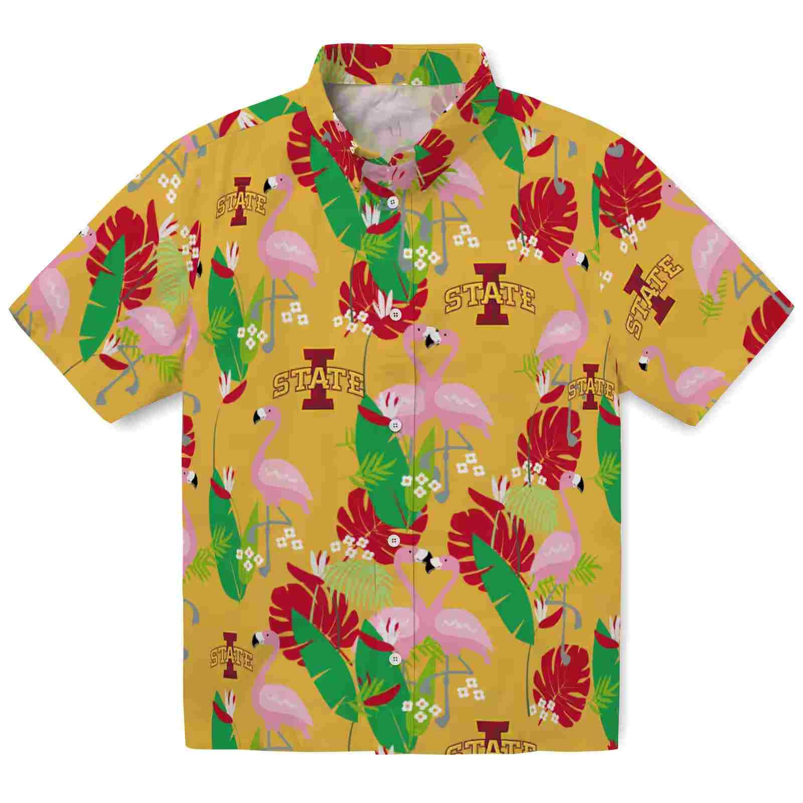 Iowa State Cyclones Flamingo Foliage Red Green Hawaiian Shirt