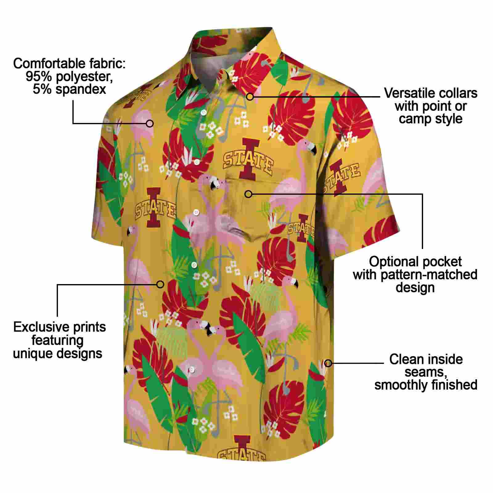 iowa state cyclones flamingo foliage red green hawaiian shirt new arrival